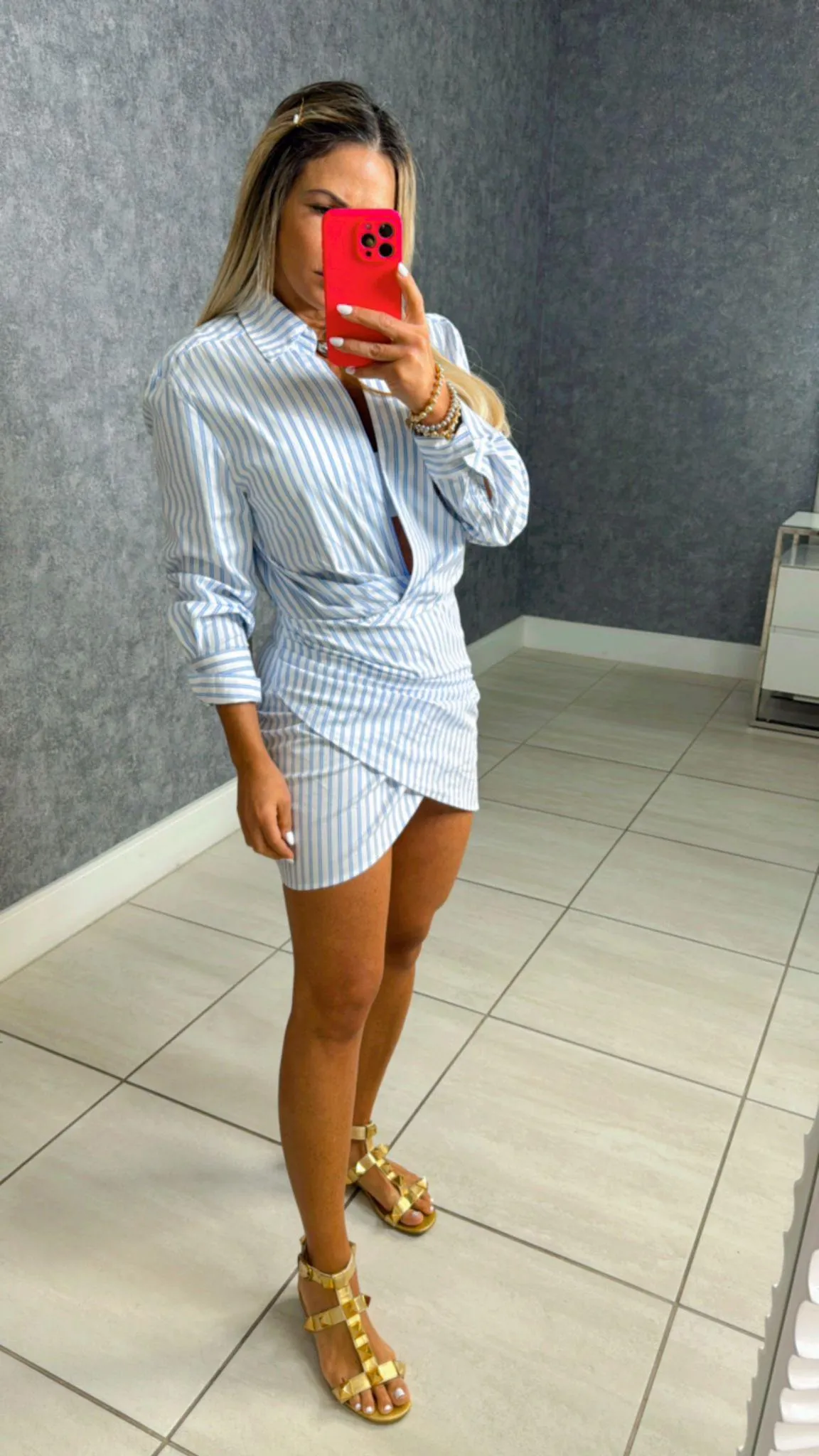0037 Striped shirt dress