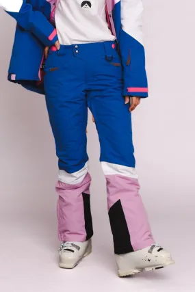 1080 Women's Ski & Snowboard Pant - Pastel Pink, White & Blue