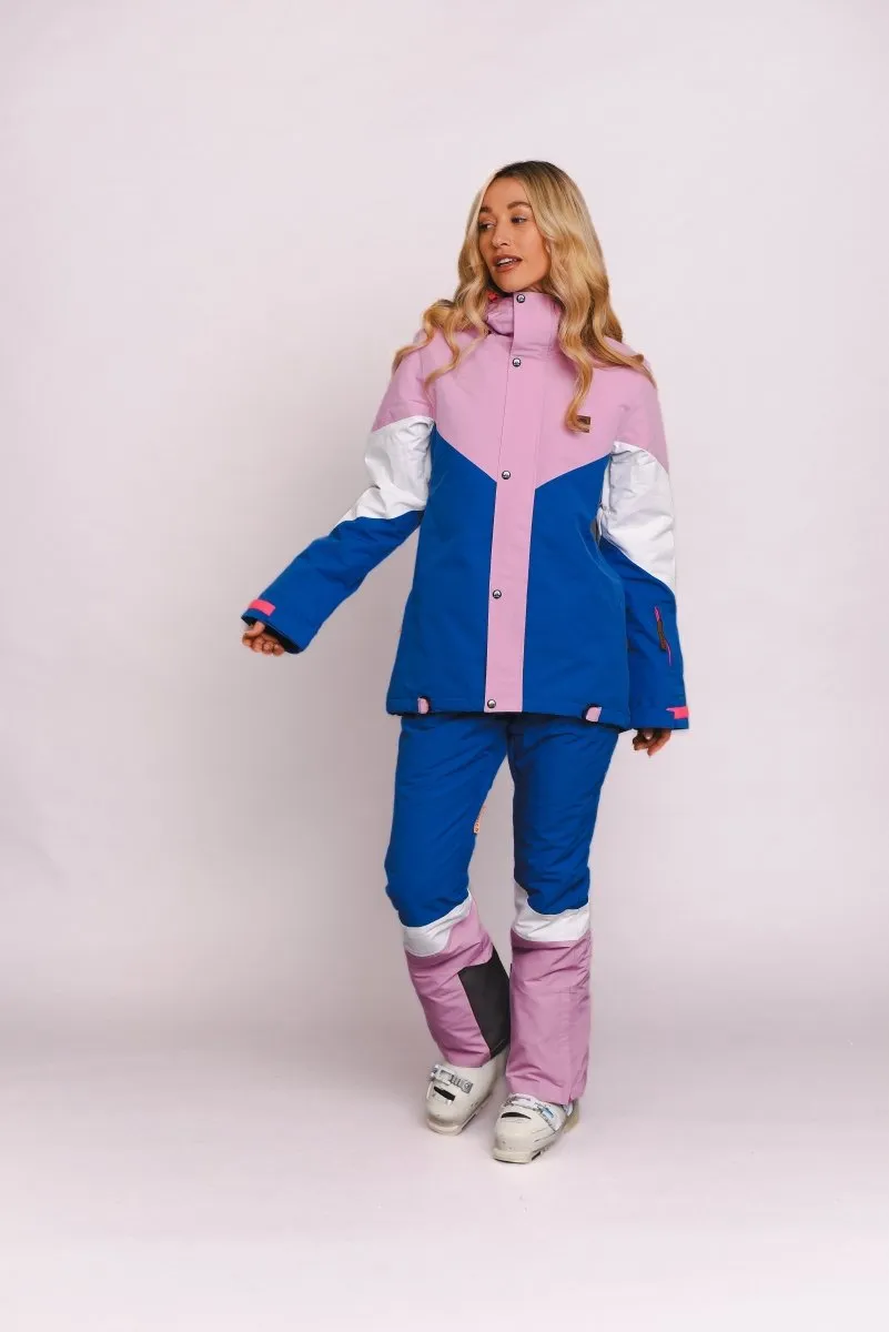 1080 Women's Ski & Snowboard Pant - Pastel Pink, White & Blue