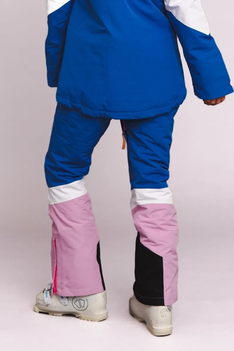 1080 Women's Ski & Snowboard Pant - Pastel Pink, White & Blue