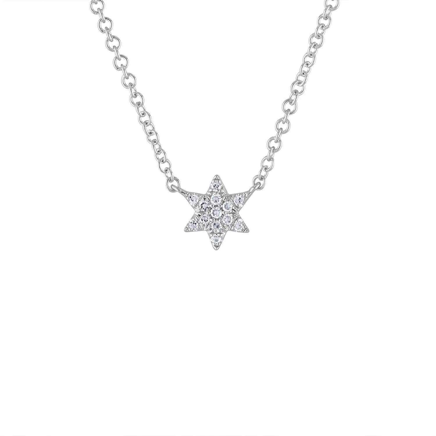 14KT GOLD DIAMOND MINI STAR OF DAVID NECKLACE