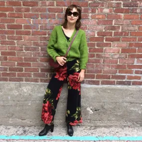 1990s Frank Lyman High Waisted Bold Floral Print Palazzo Pants Small