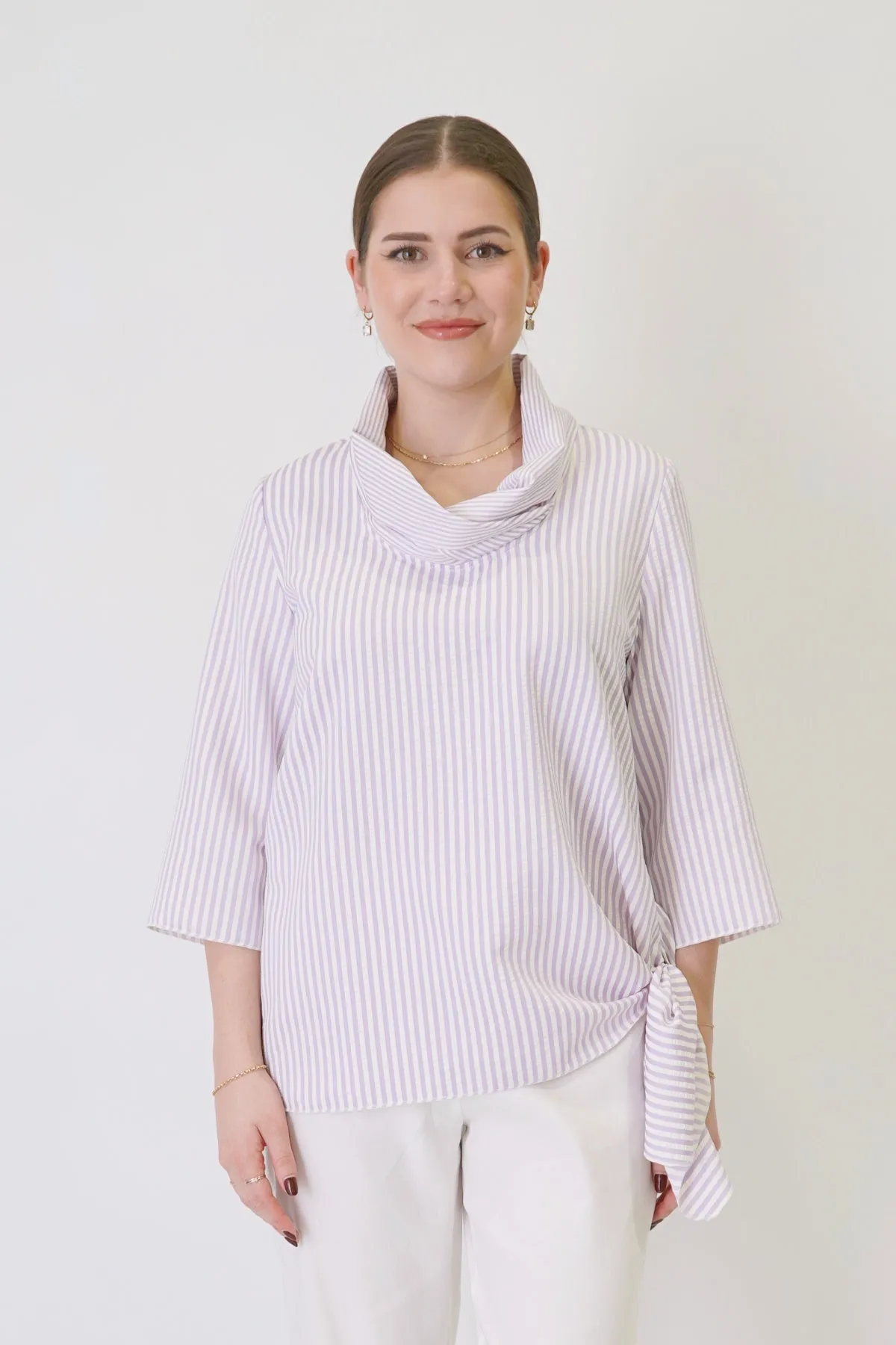 27" Seersucker Cowl Tie Tunic