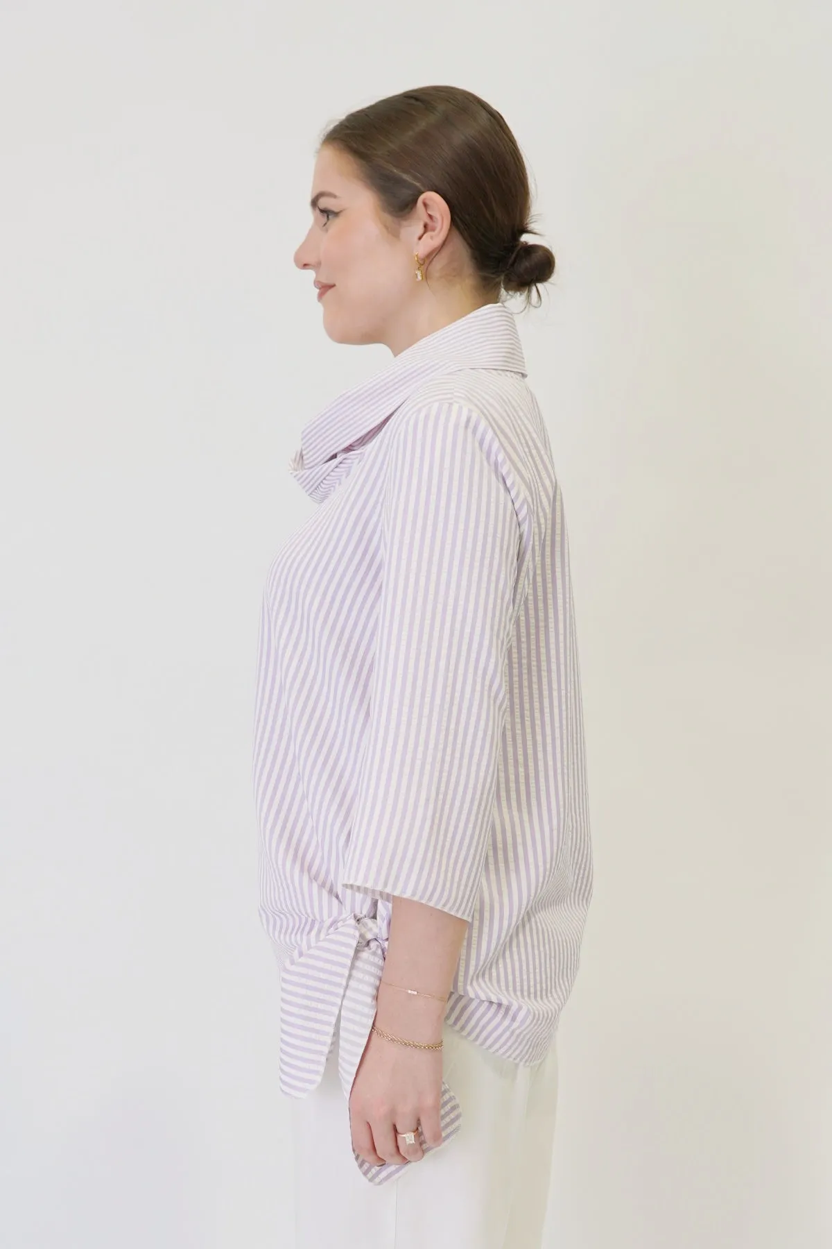 27" Seersucker Cowl Tie Tunic