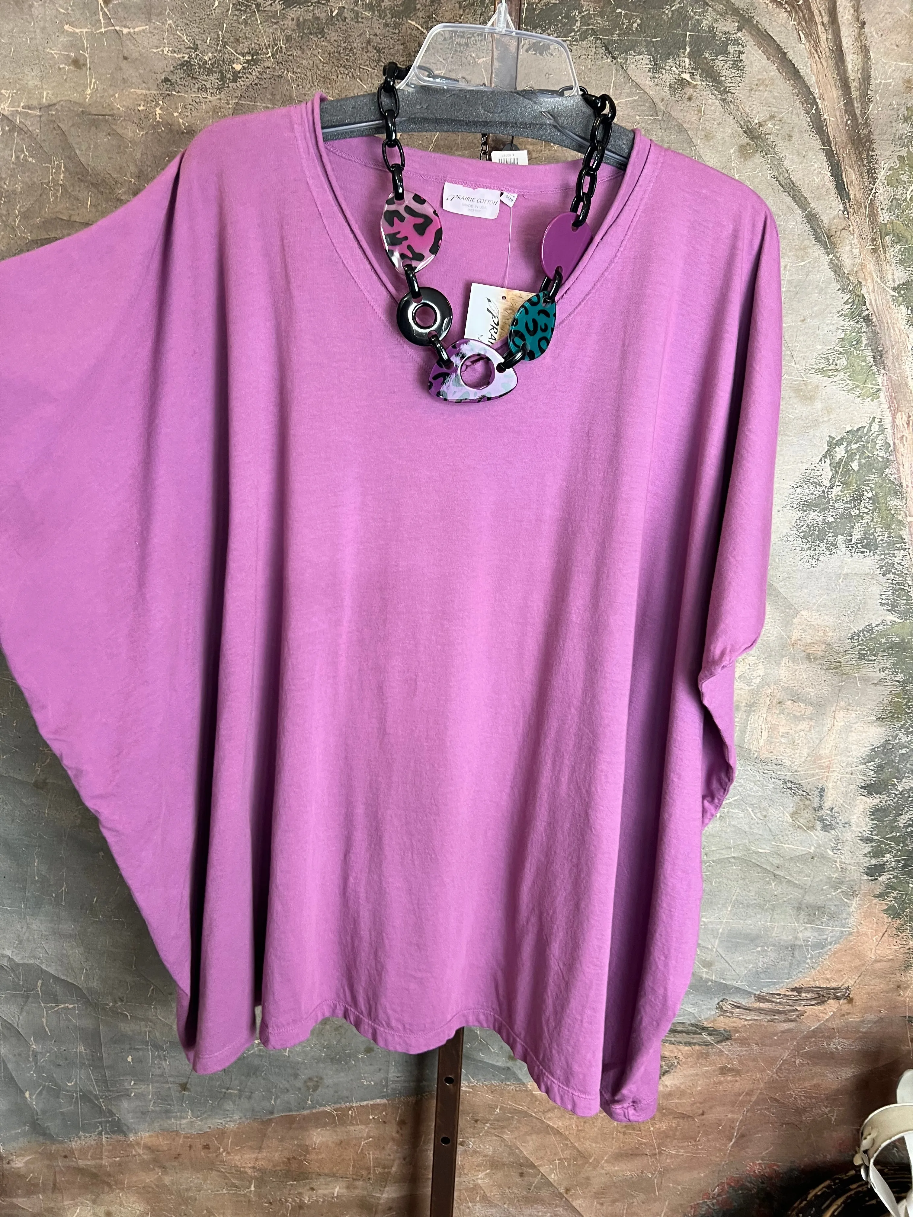 8715 Solid V-Elbow Tunic Tshirt-Wisteria