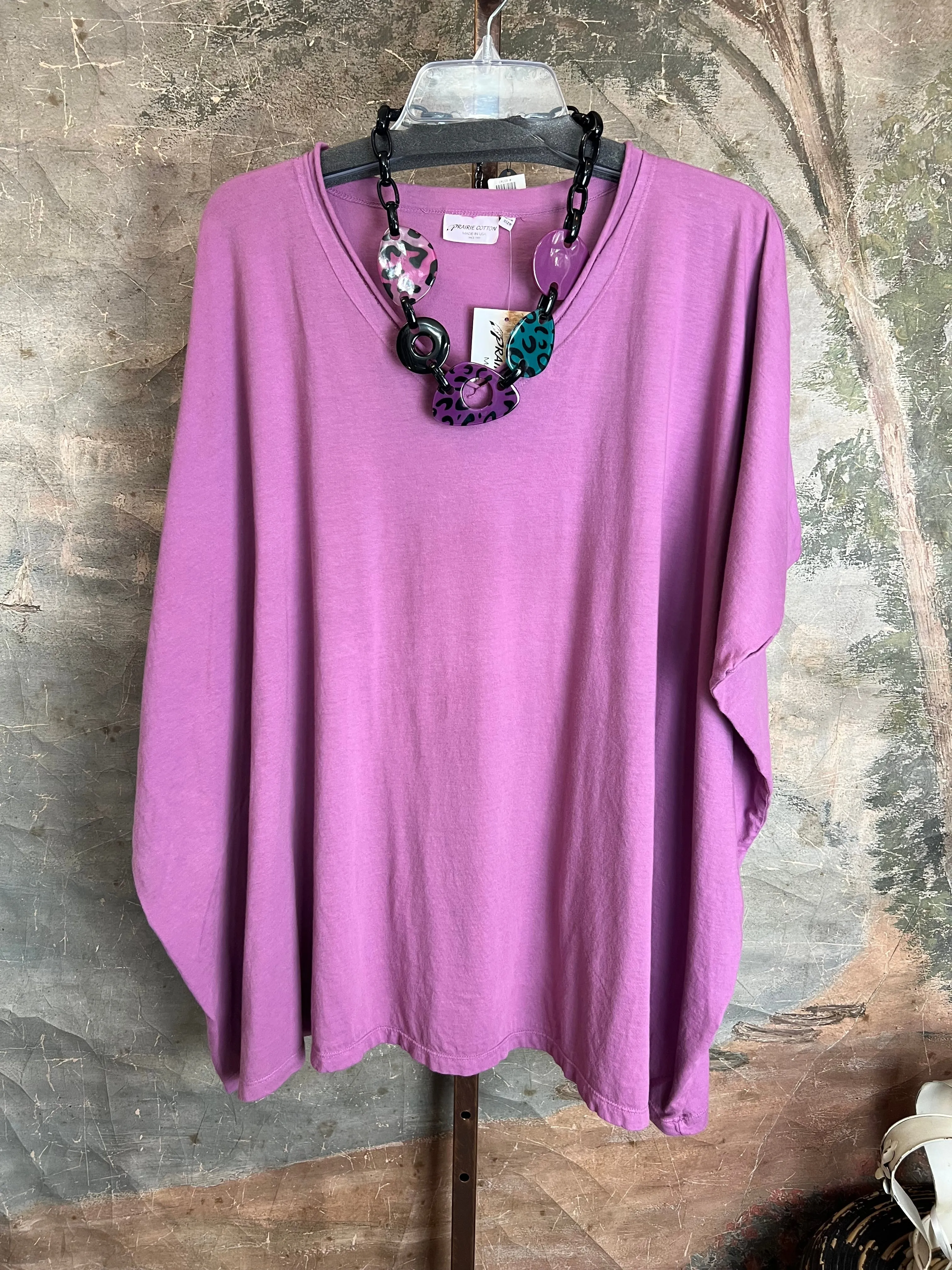 8715 Solid V-Elbow Tunic Tshirt-Wisteria