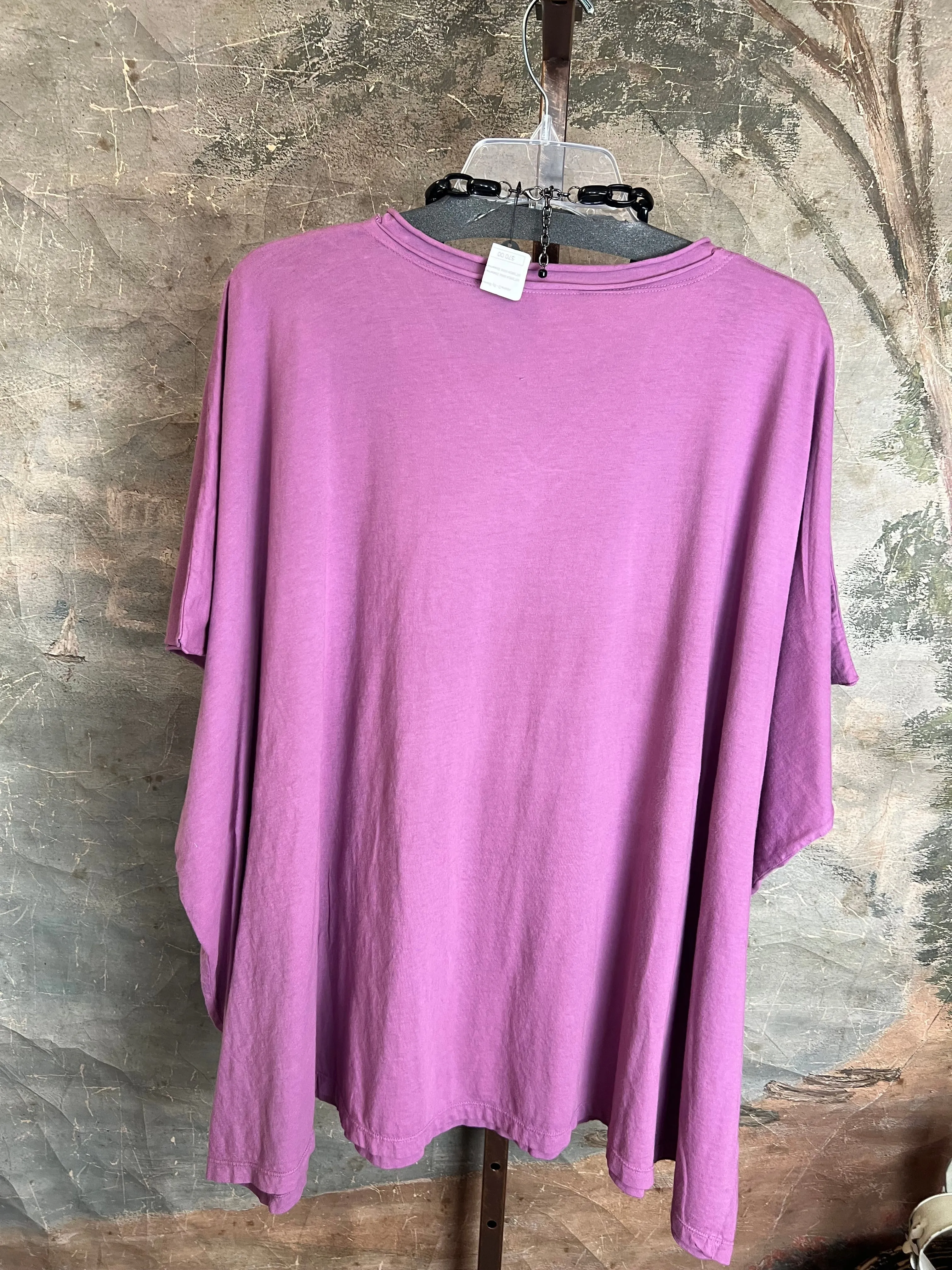 8715 Solid V-Elbow Tunic Tshirt-Wisteria