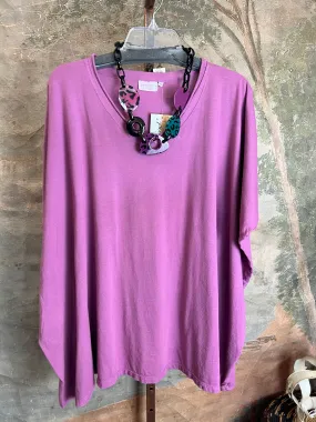 8715 Solid V-Elbow Tunic Tshirt-Wisteria