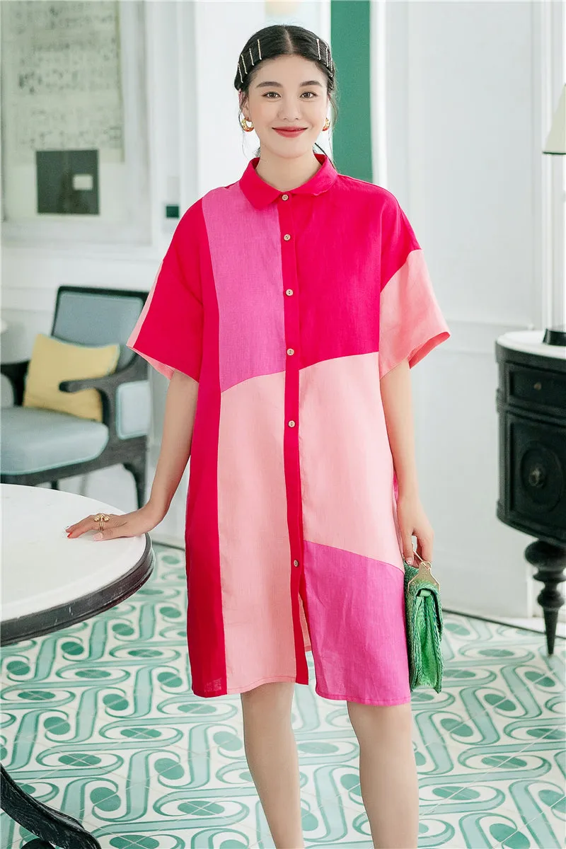8GIRLS DESIGN RELAXED FIT COLORBLOCK SHIRT DRESS