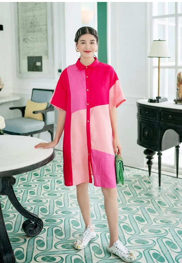 8GIRLS DESIGN RELAXED FIT COLORBLOCK SHIRT DRESS