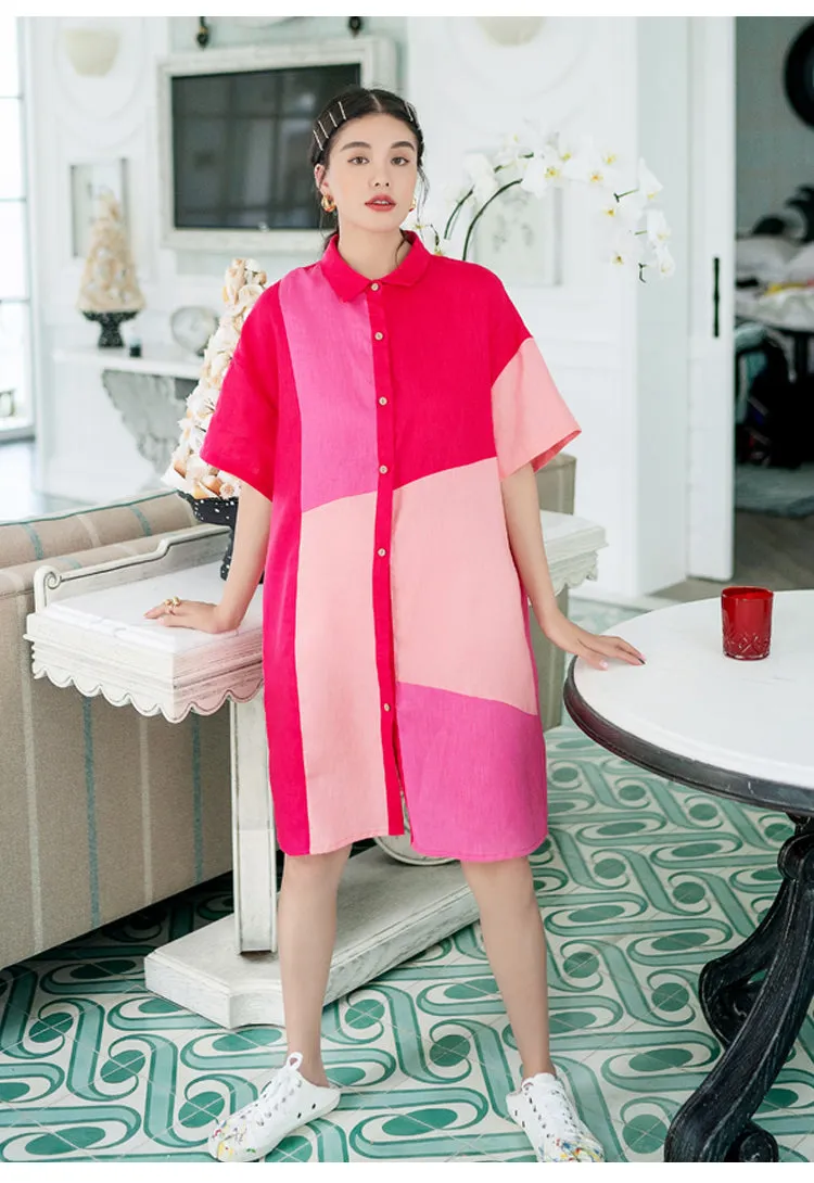 8GIRLS DESIGN RELAXED FIT COLORBLOCK SHIRT DRESS