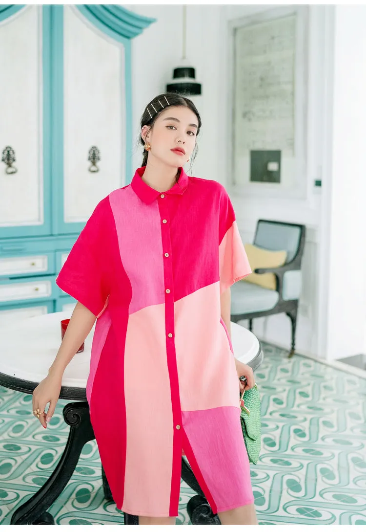 8GIRLS DESIGN RELAXED FIT COLORBLOCK SHIRT DRESS