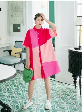 8GIRLS DESIGN RELAXED FIT COLORBLOCK SHIRT DRESS