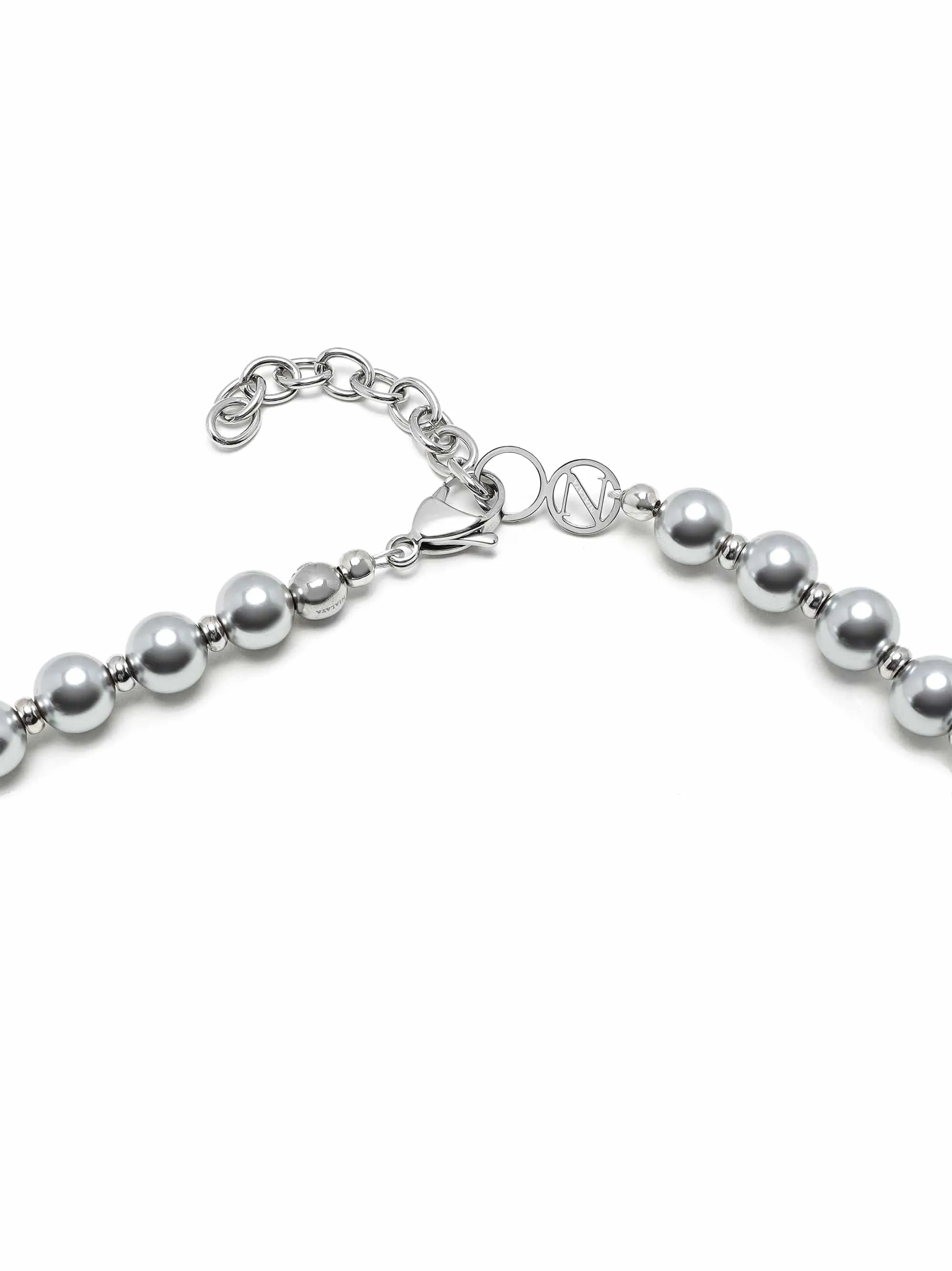 8mm Metallic Pearl Necklace with Silver