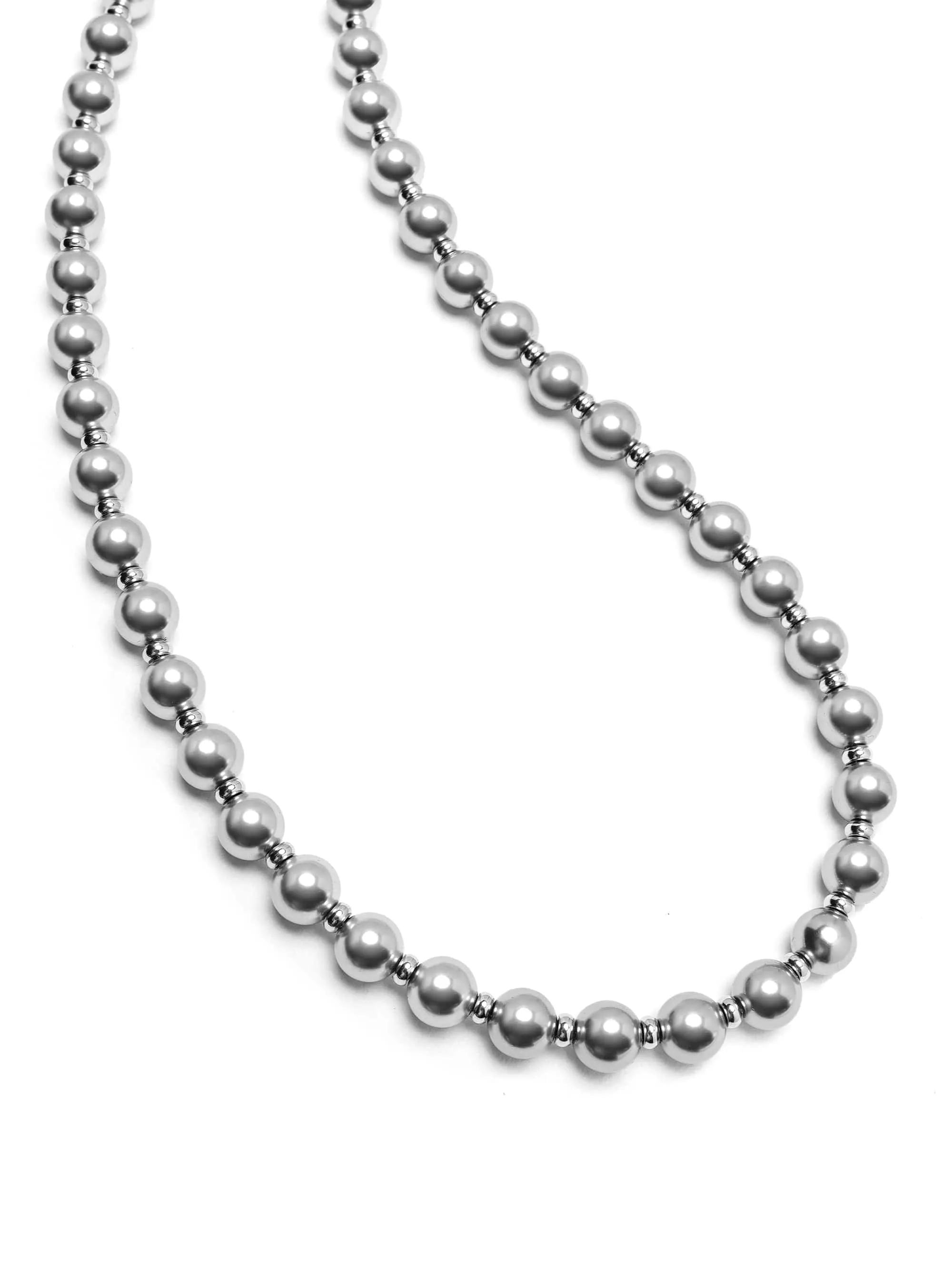 8mm Metallic Pearl Necklace with Silver