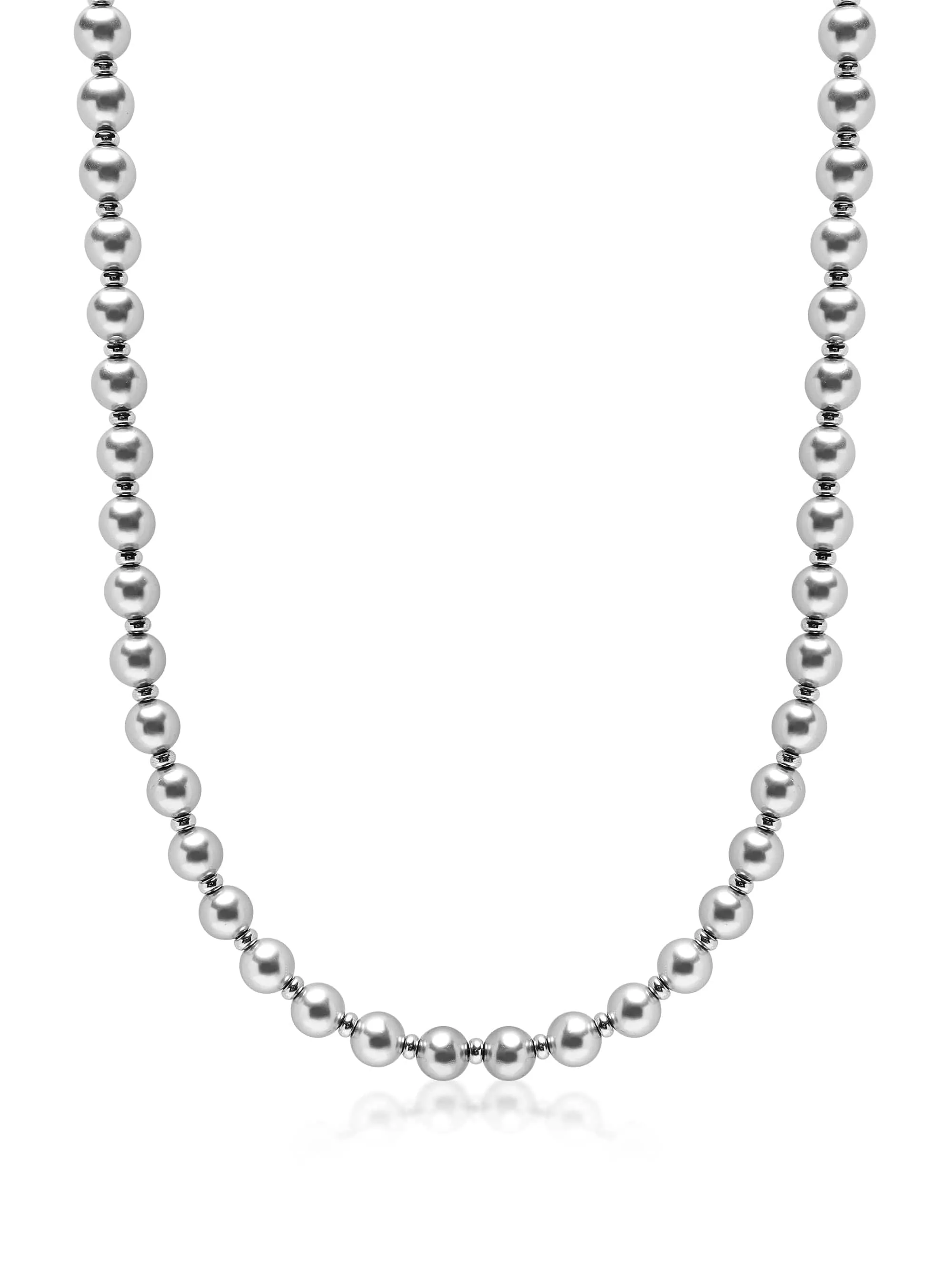 8mm Metallic Pearl Necklace with Silver