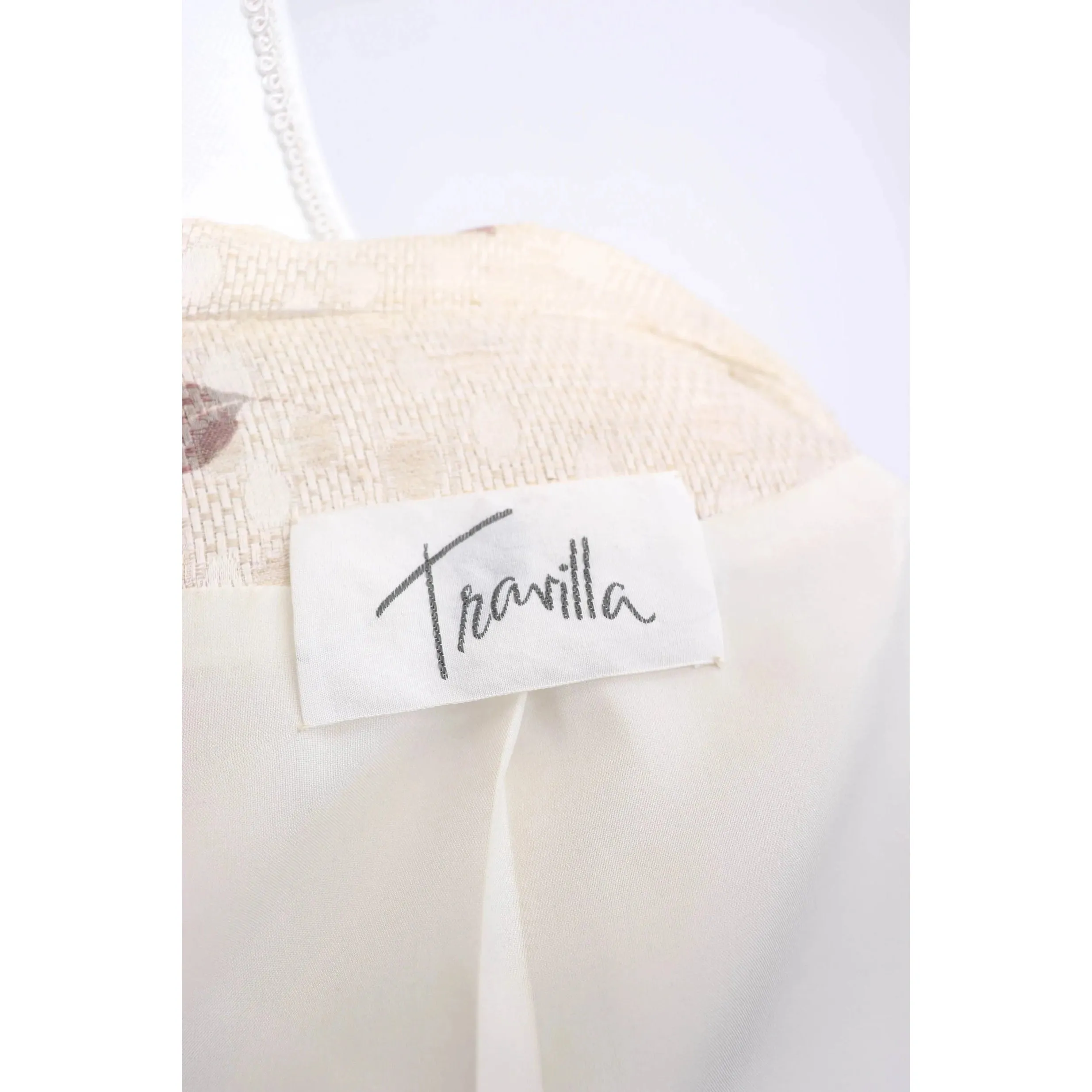90's Travilla Leaf Print Silk Skirt Suit | Size L/XL