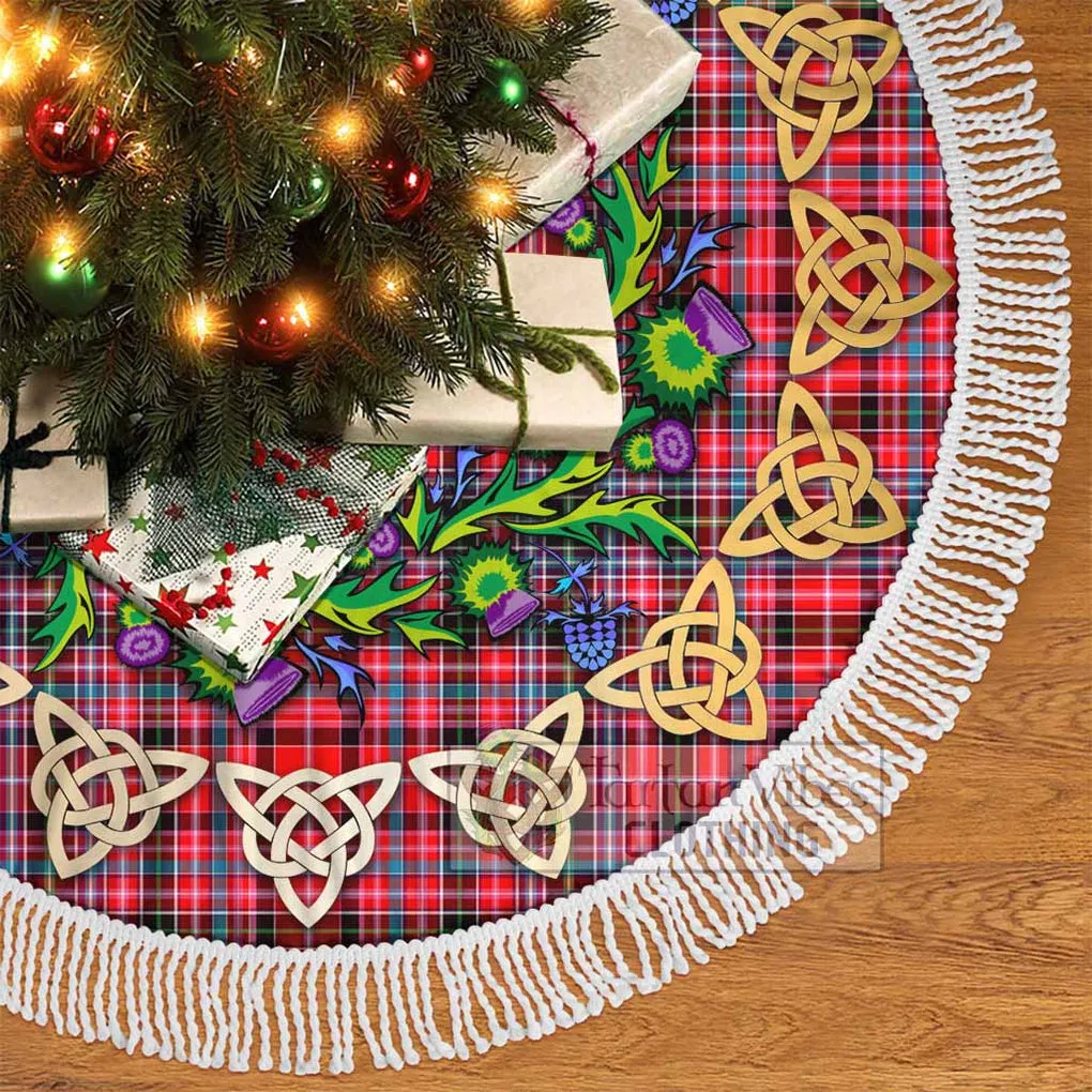 Aberdeen District Tartan Christmas Tree Skirt with Thistle Celtic Knot Style