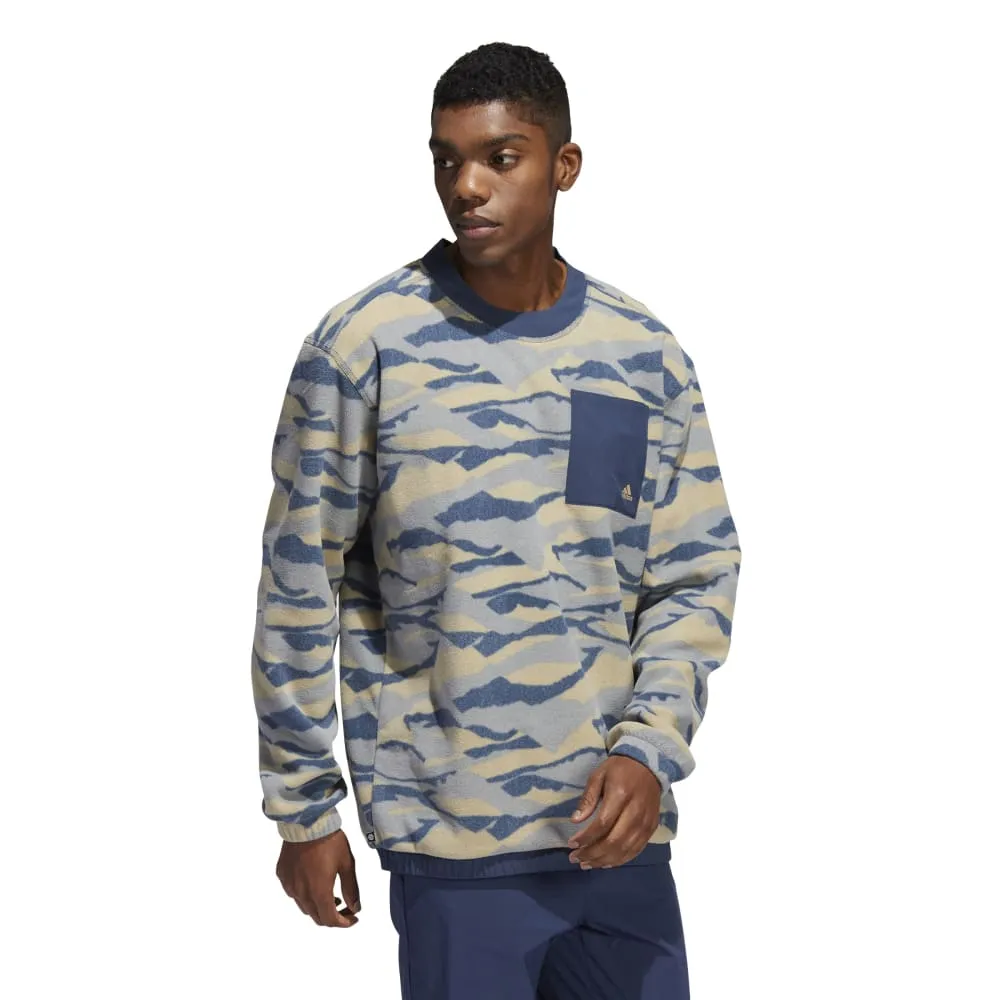 adidas Texture Print Crew Neck Golf Pullover HF6525
