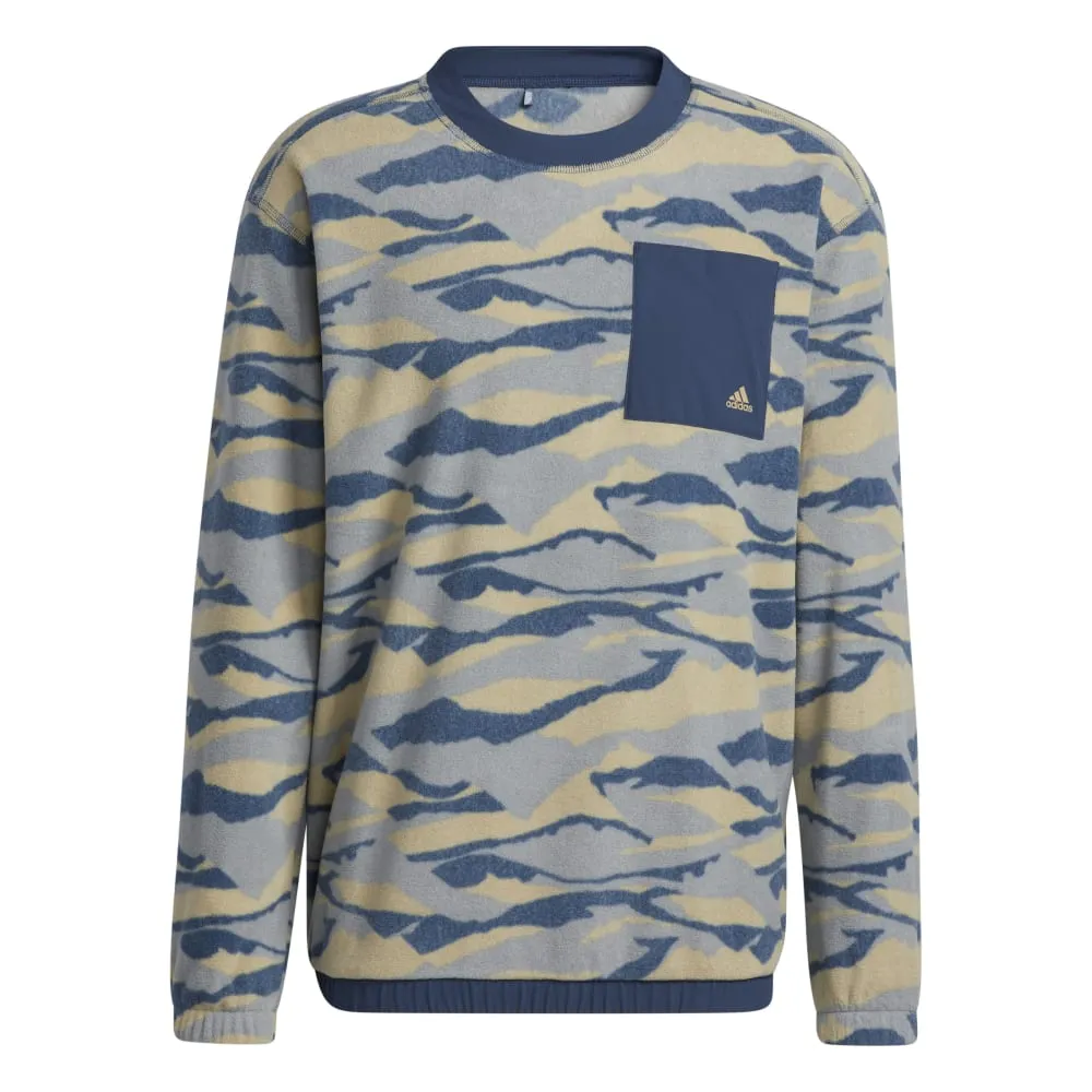 adidas Texture Print Crew Neck Golf Pullover HF6525