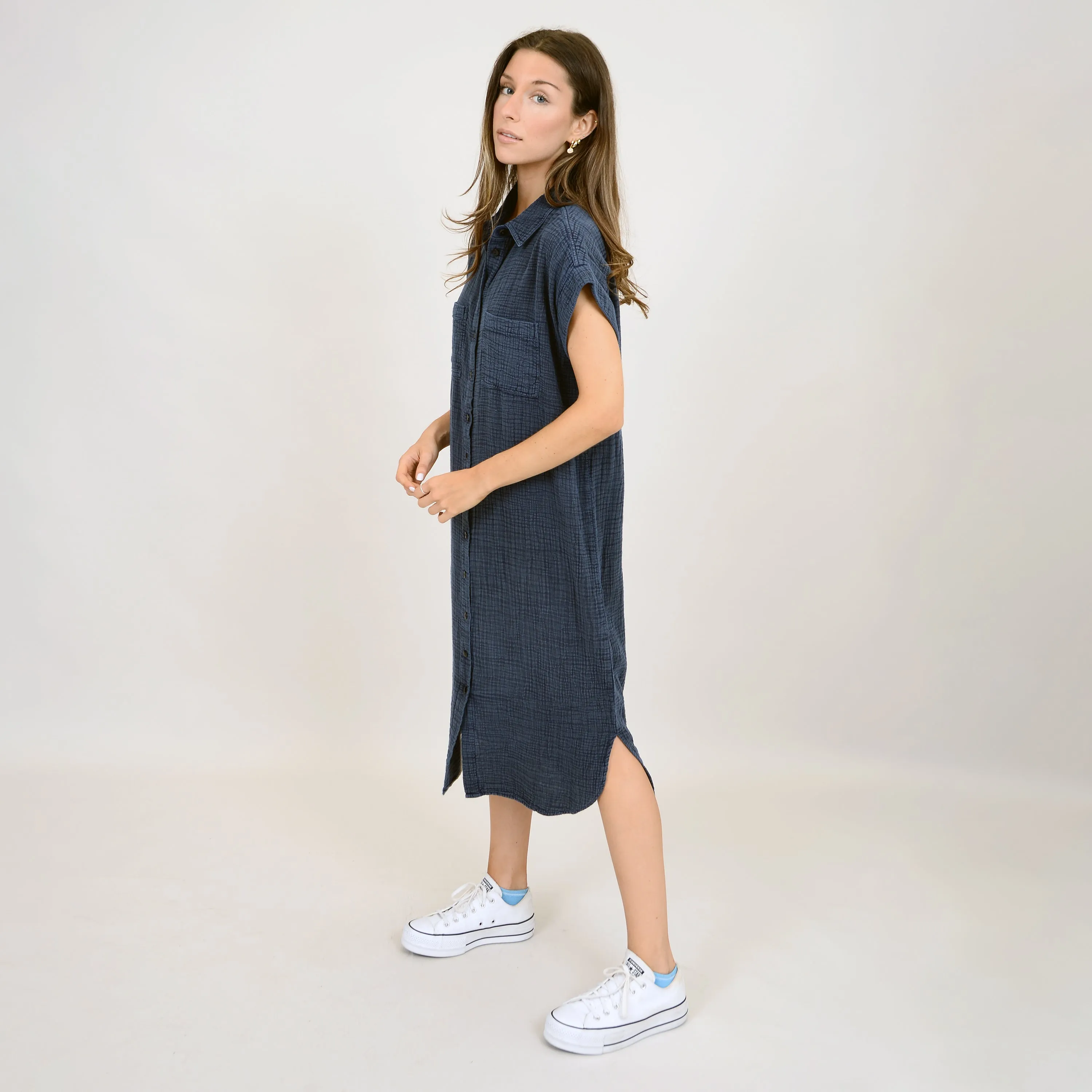 Aira Gauze Shirt Dress- INK - RD Style