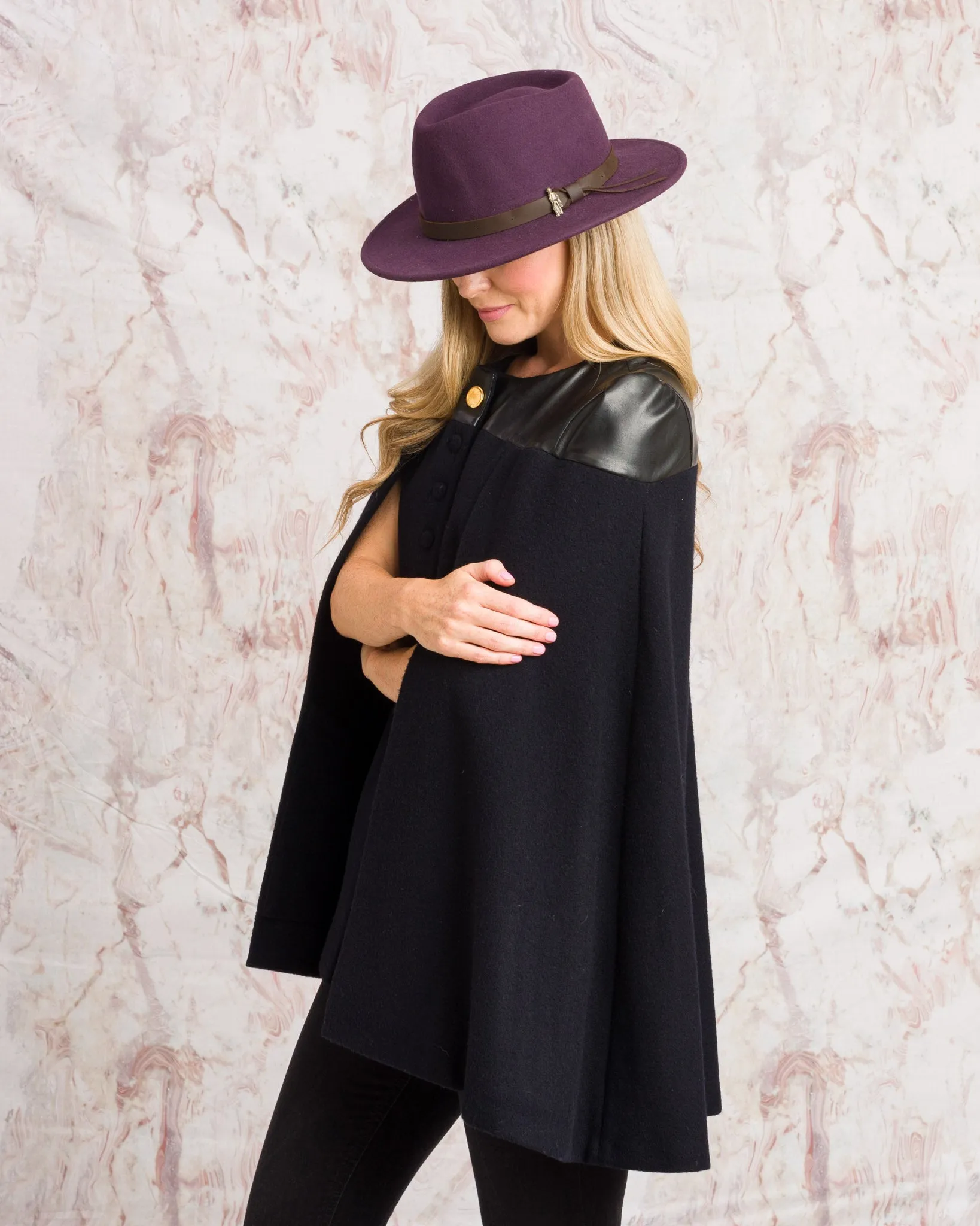 Aisling Tailored Cape - Deep Navy Melton