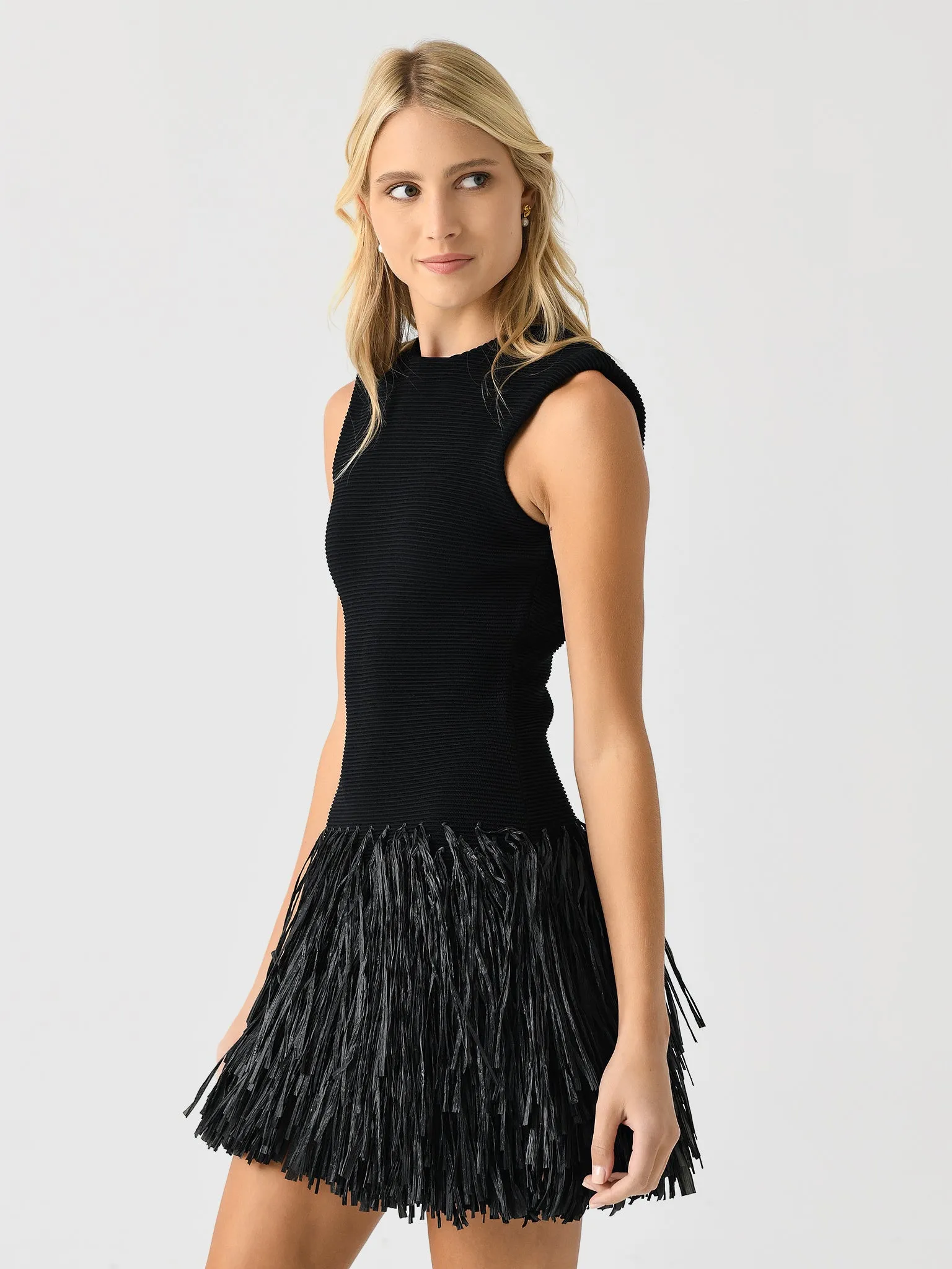 AJE Women's Rushes Raffia Knit Mini Dress