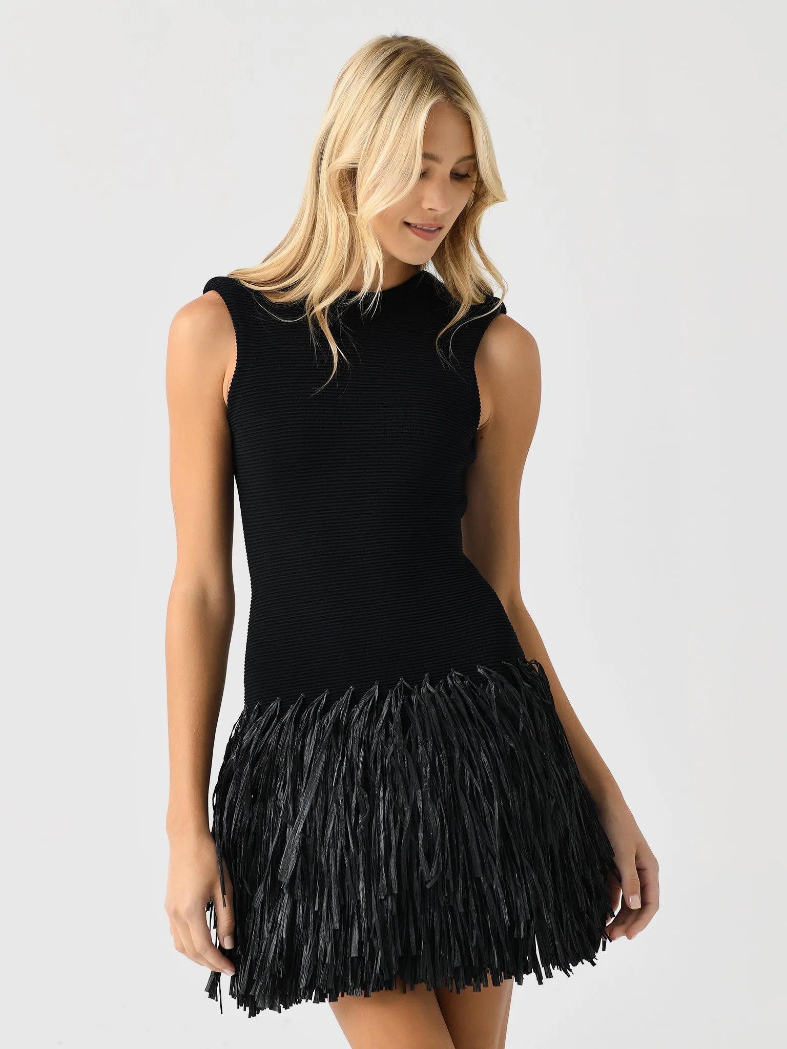 AJE Women's Rushes Raffia Knit Mini Dress