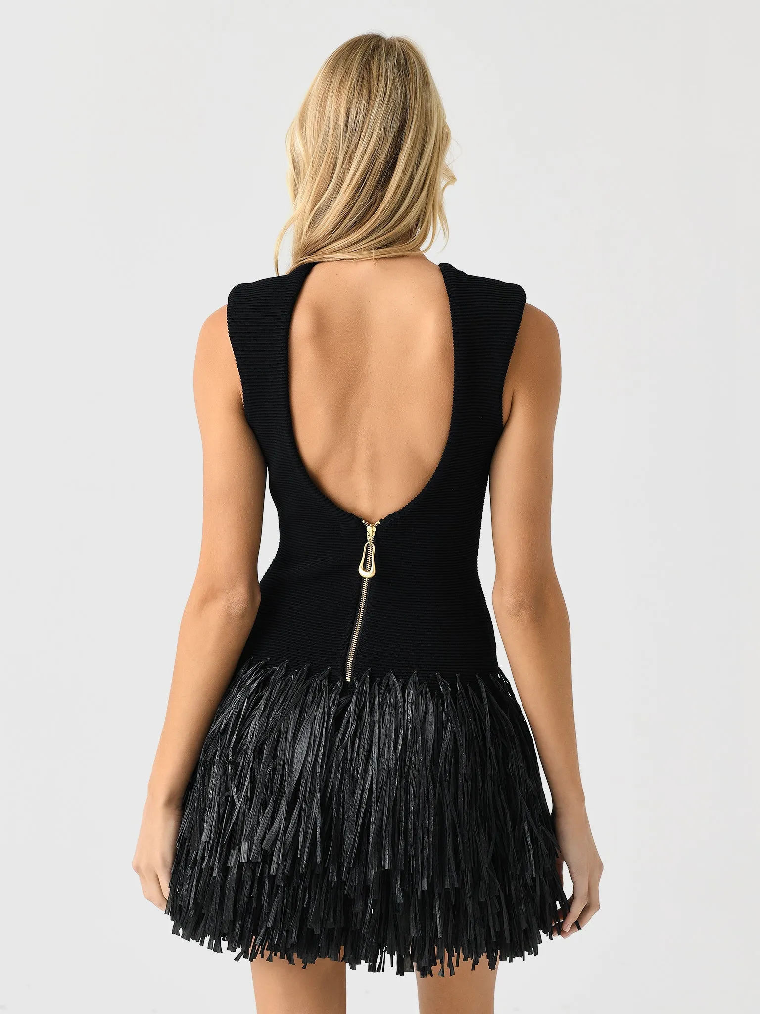 AJE Women's Rushes Raffia Knit Mini Dress