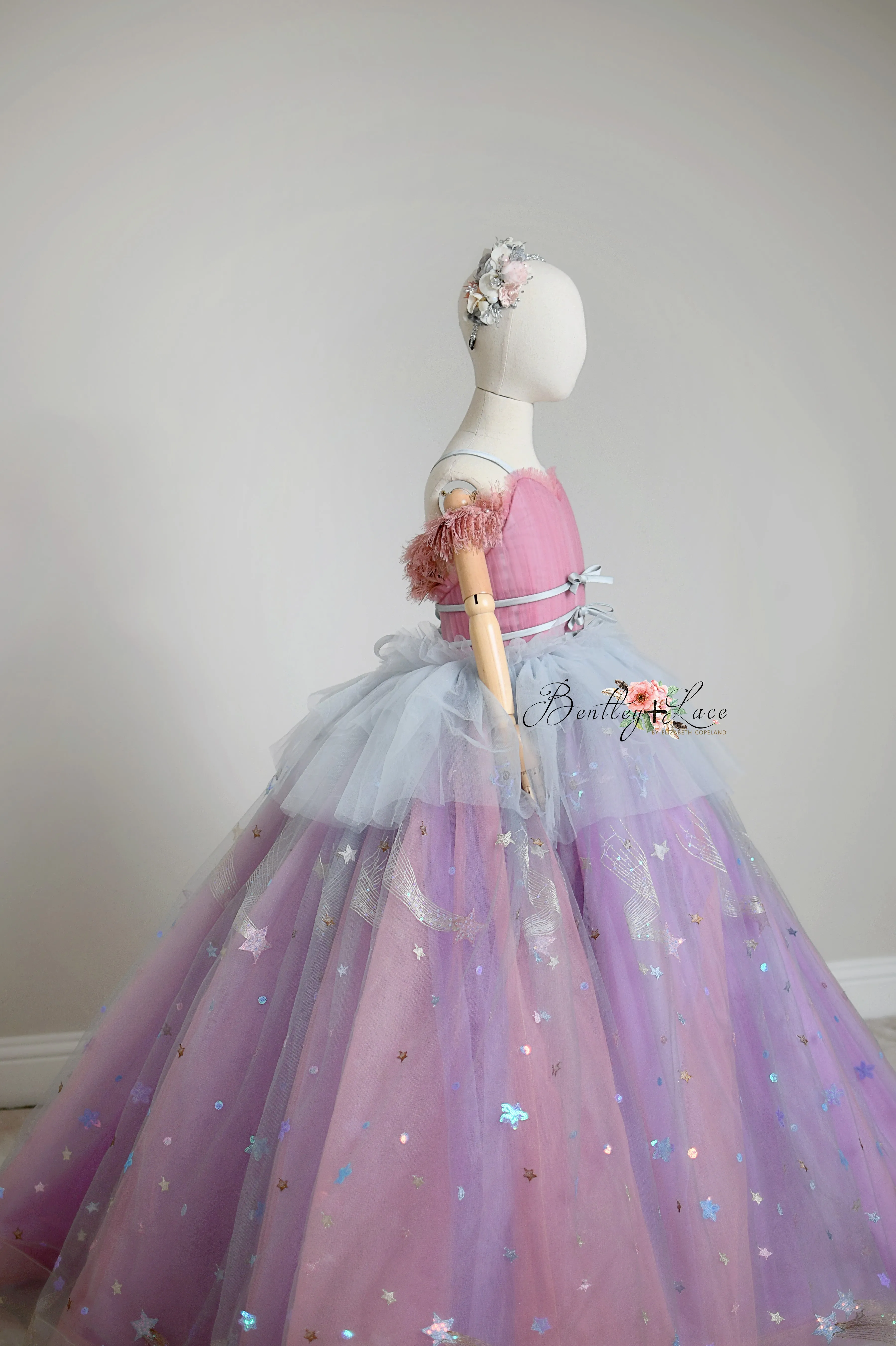 All That Shimmers  - Gray and Purple Floor long gown (7 Year-Petite 9 Year)