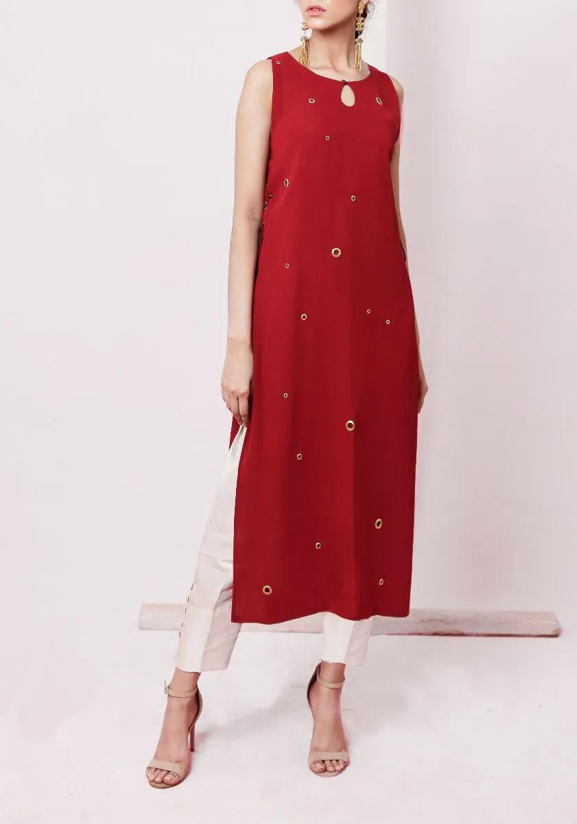 Allie - U neck Scarlet red tunic
