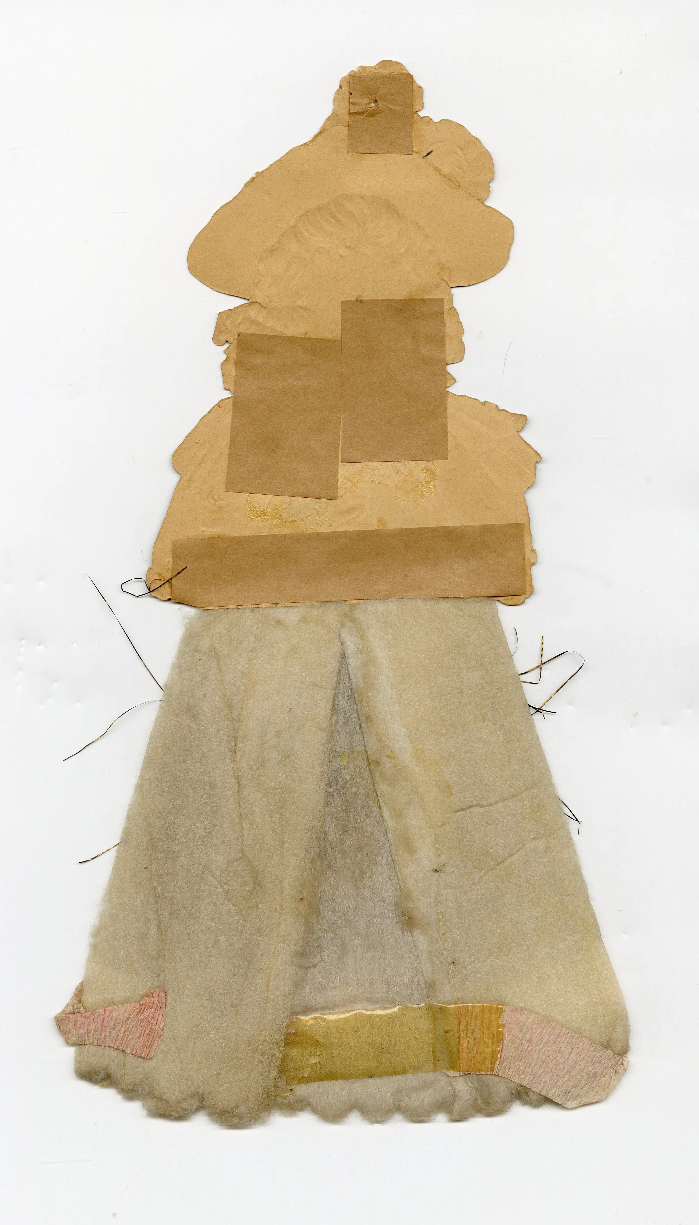 Antique Victorian Die-Cut Scrap Doll, Cotton Skirt, Metallic Thread