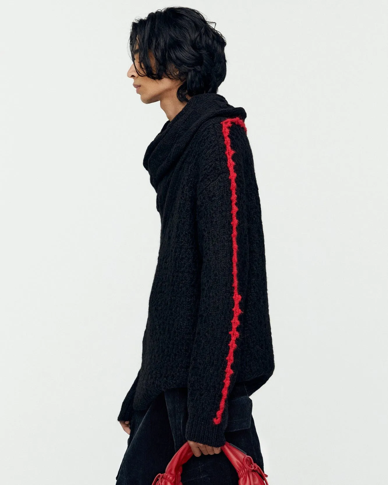 ARELIN SHAWL LAYERED SWEATER atb1161m(BLACK)