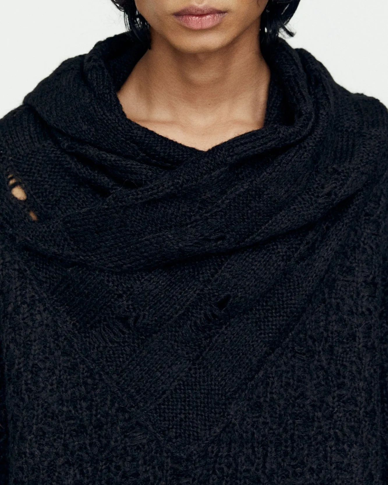 ARELIN SHAWL LAYERED SWEATER atb1161m(BLACK)