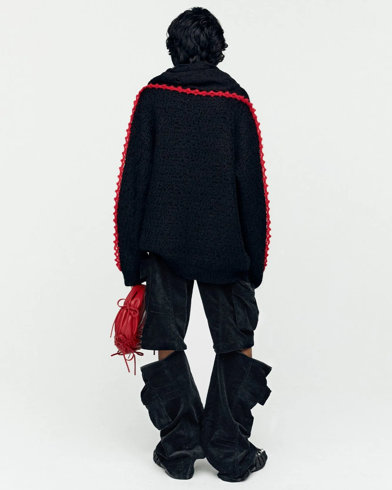 ARELIN SHAWL LAYERED SWEATER atb1161m(BLACK)
