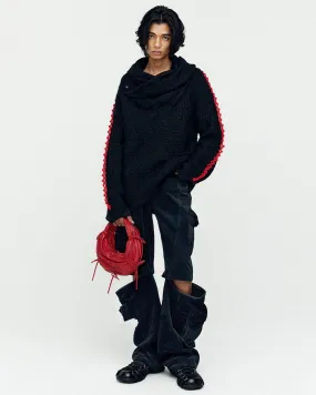 ARELIN SHAWL LAYERED SWEATER atb1161m(BLACK)
