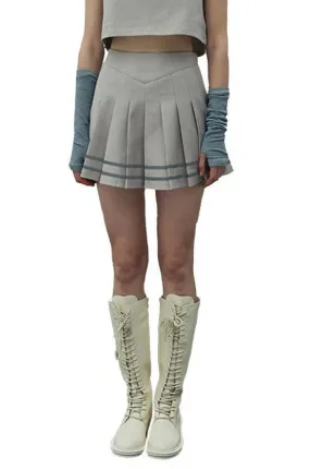 Ash Grey Pleated Reflective Stripes Skirt