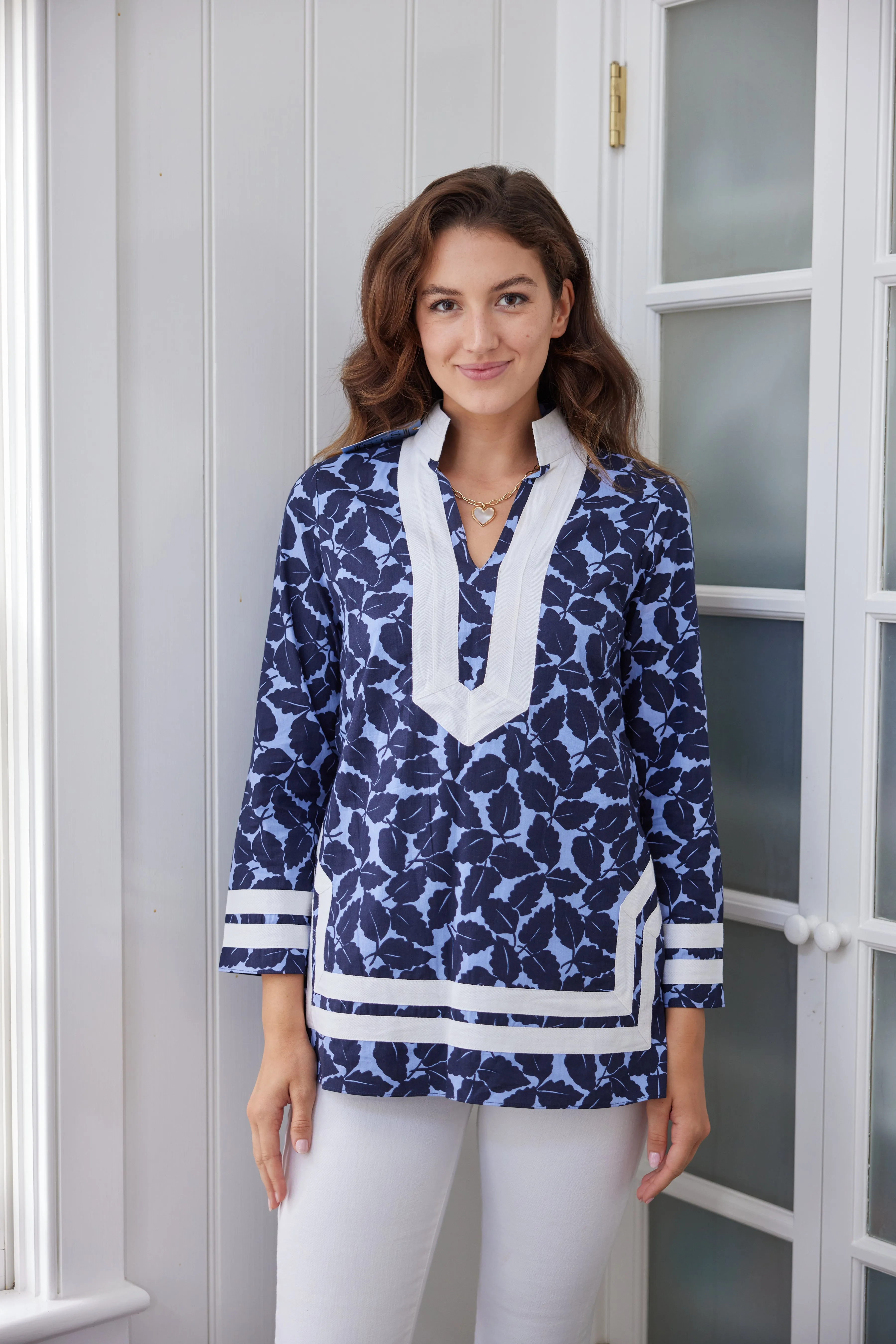Autumn Leaf Print Long Sleeve Classic Tunic Top