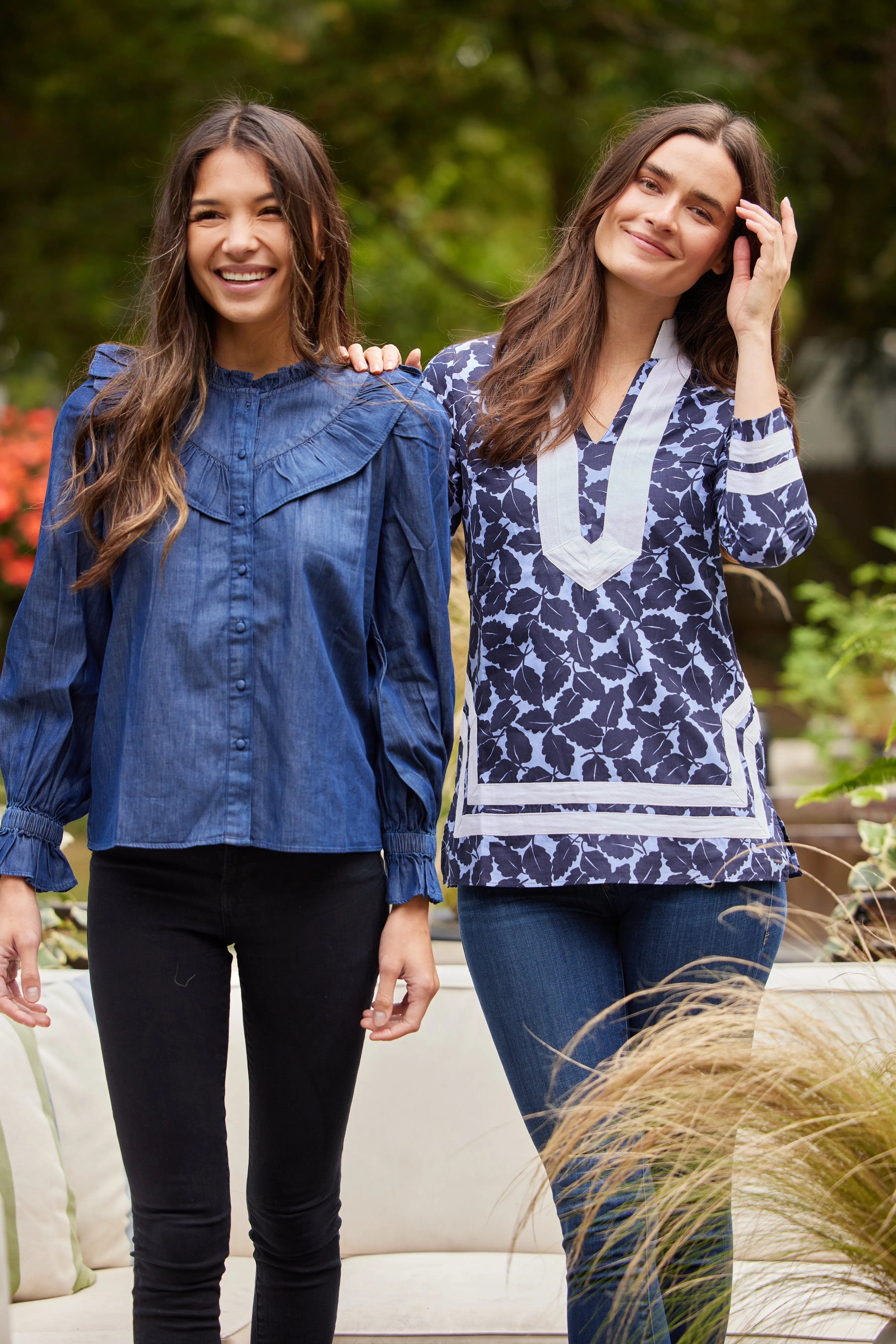 Autumn Leaf Print Long Sleeve Classic Tunic Top