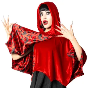 Bat Wing Velvet Red Short Cape