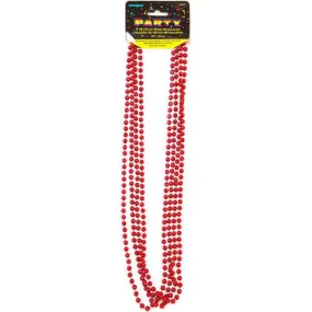 Bead Necklace-Red Metallic