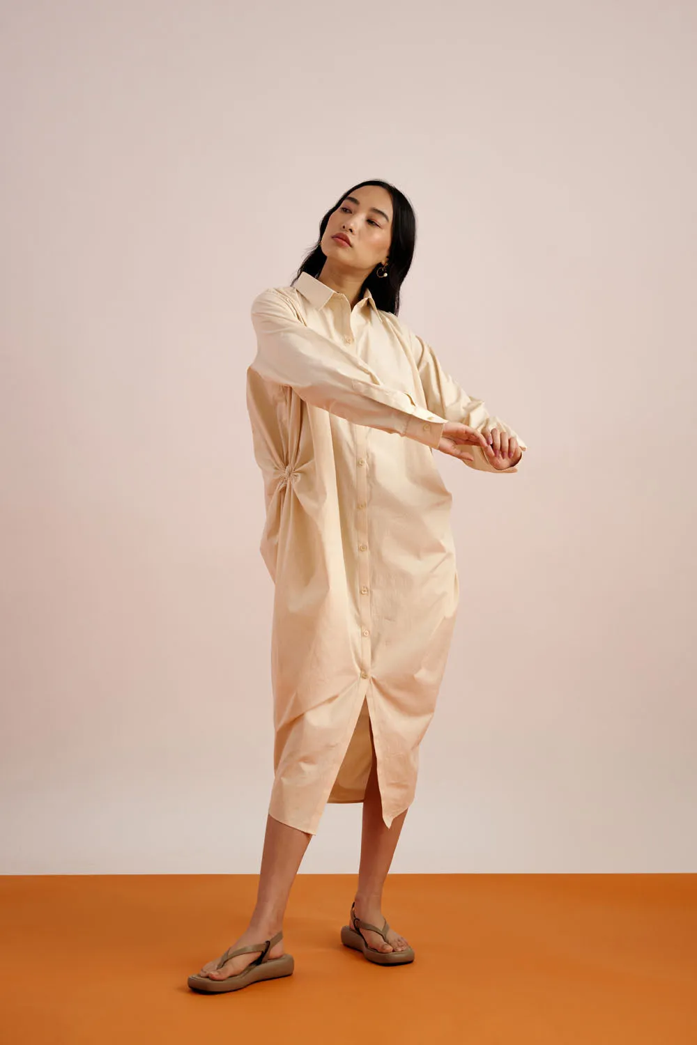 Beige Shirt Dress