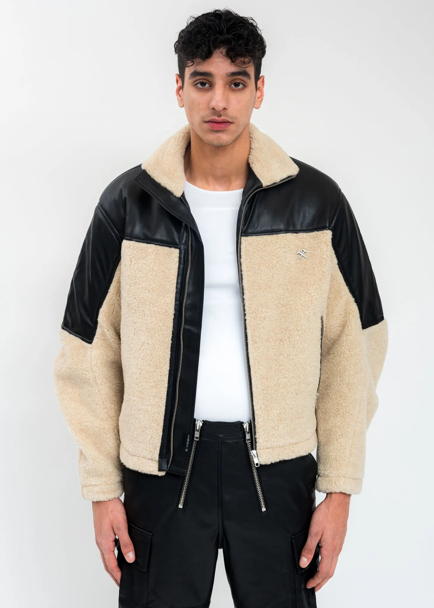 Beige Two Tone Fleece Jacket