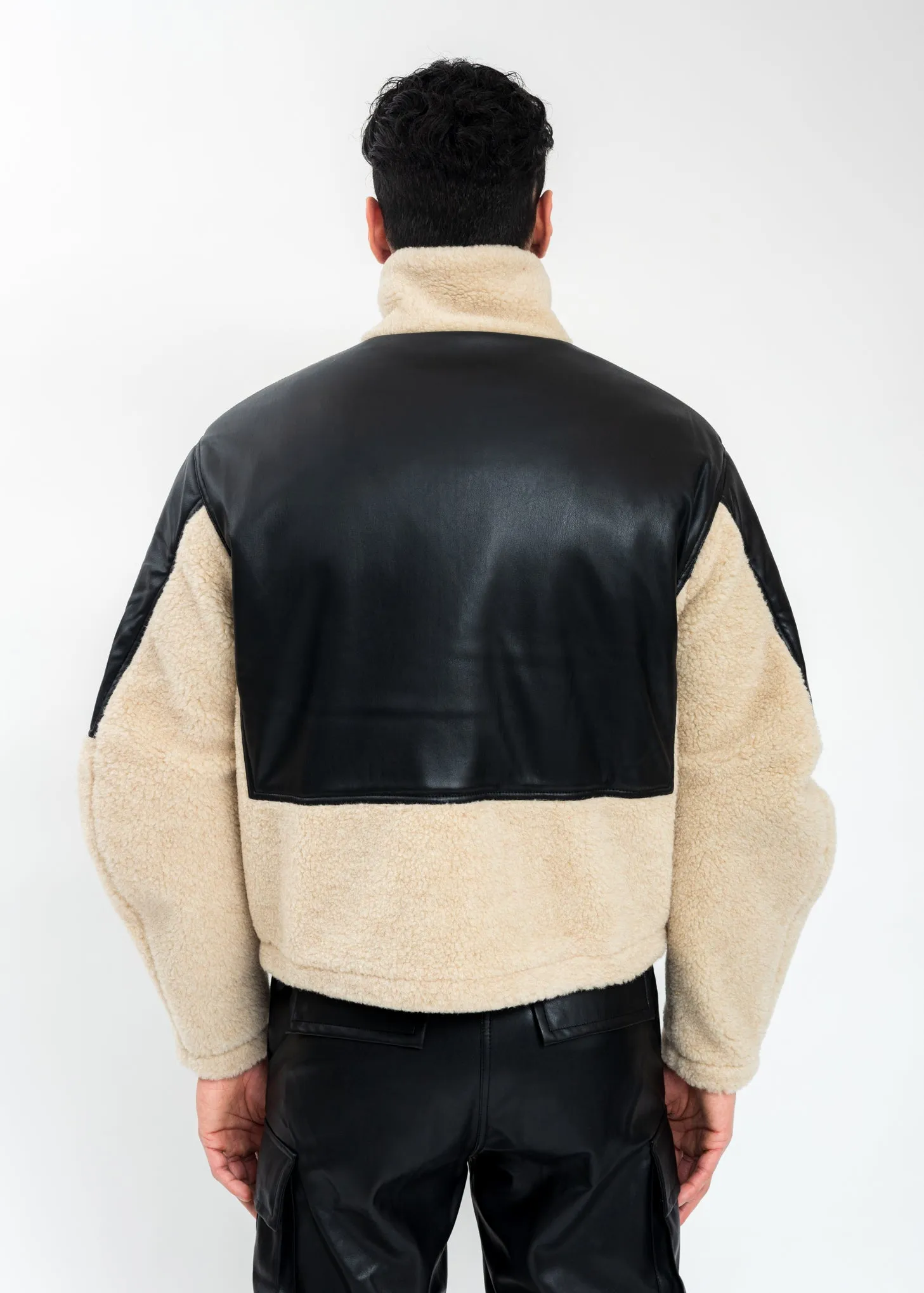 Beige Two Tone Fleece Jacket