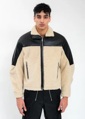 Beige Two Tone Fleece Jacket