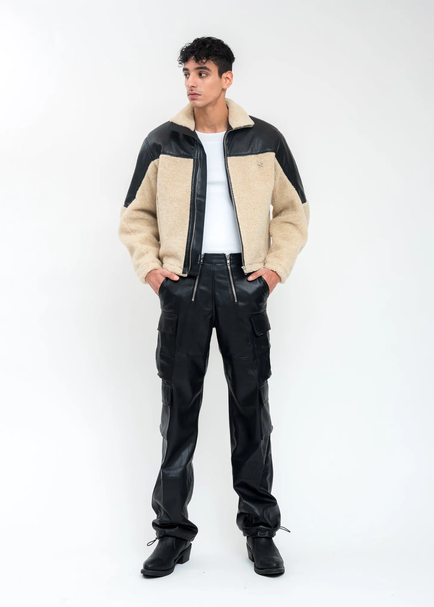 Beige Two Tone Fleece Jacket