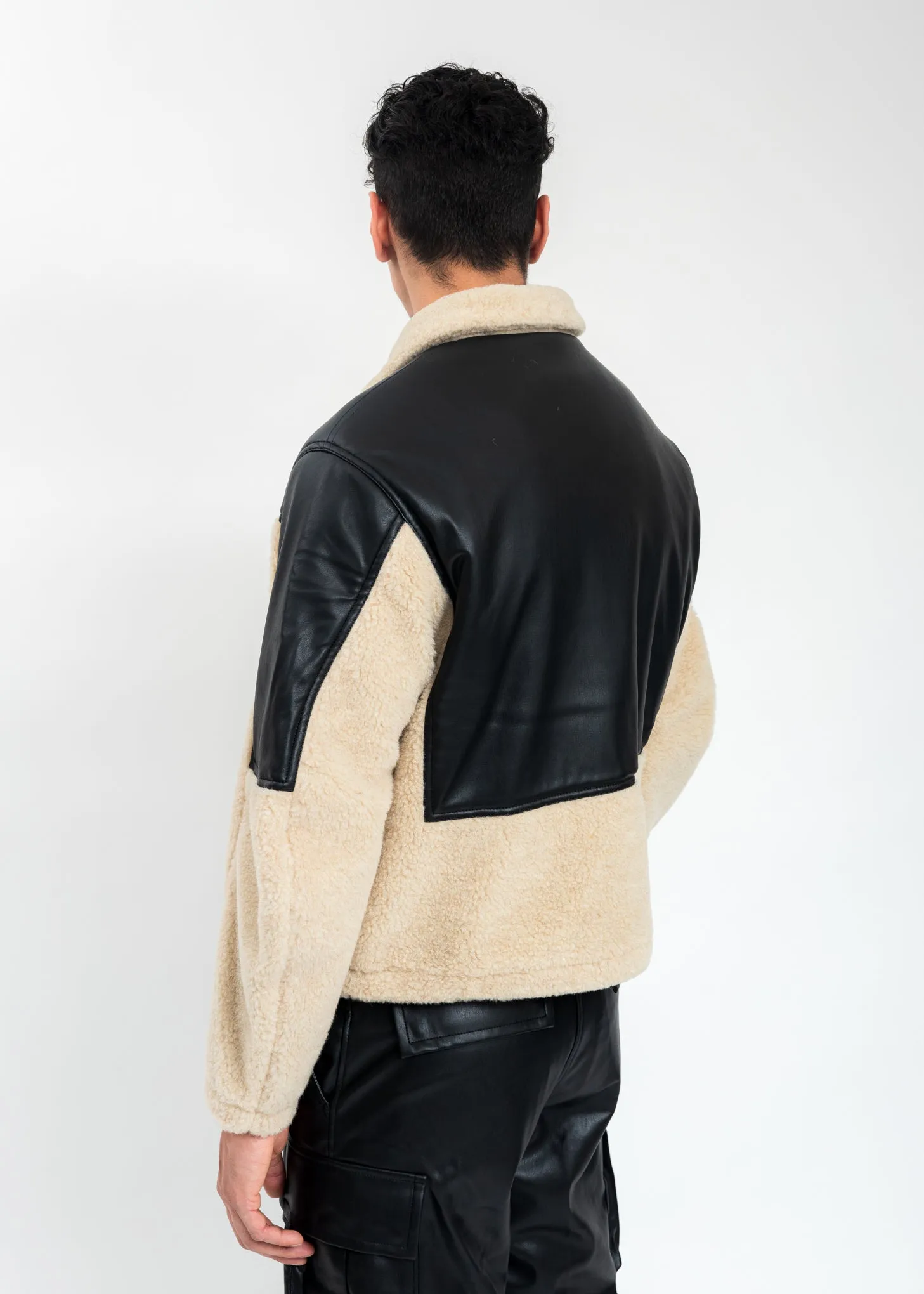 Beige Two Tone Fleece Jacket