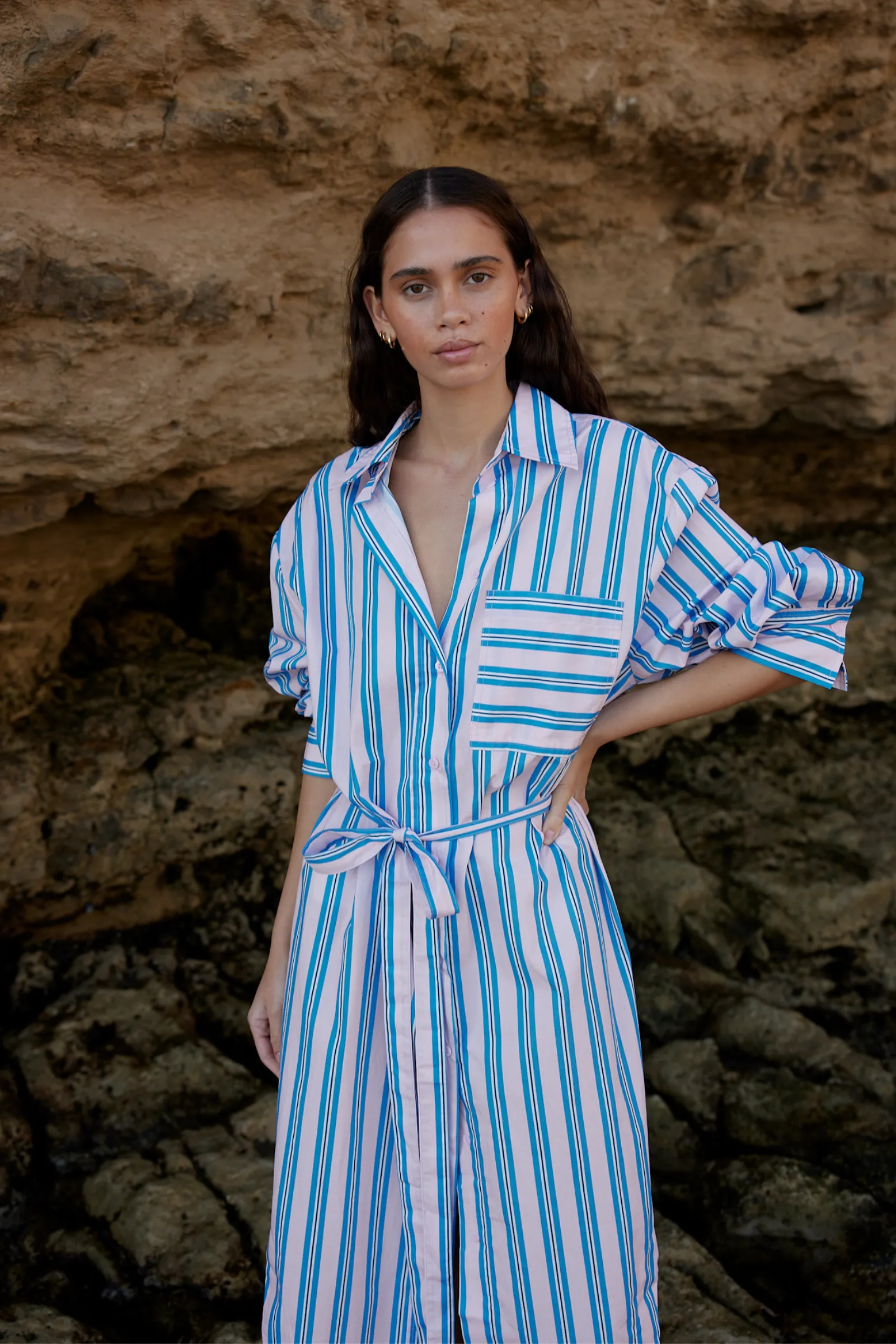 Billy Shirt Dress - Seashell Stripe