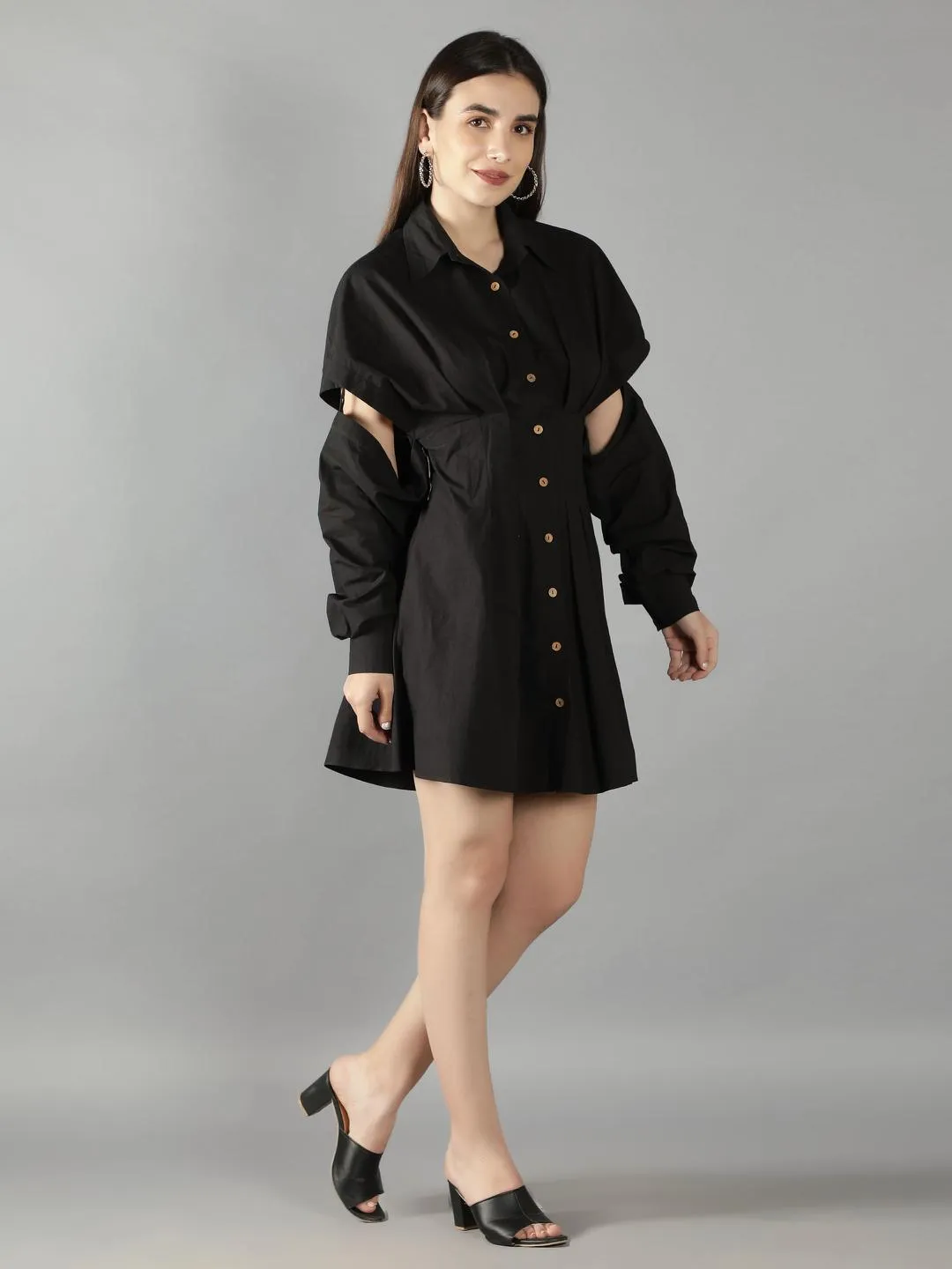 Black Onyx Sleeve Cut Out Dress