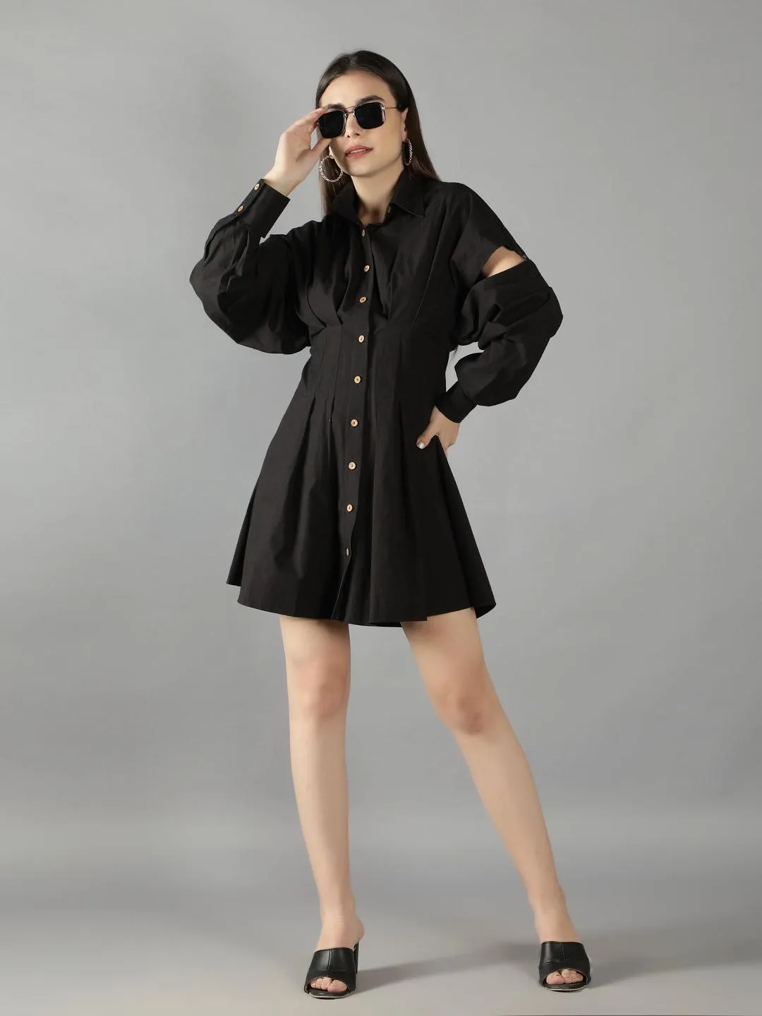 Black Onyx Sleeve Cut Out Dress